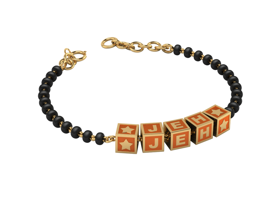 Sterling Silver Name Nazariya For Baby & Child With Square Babykubes-18Kt Gold Plated 4 / Blue