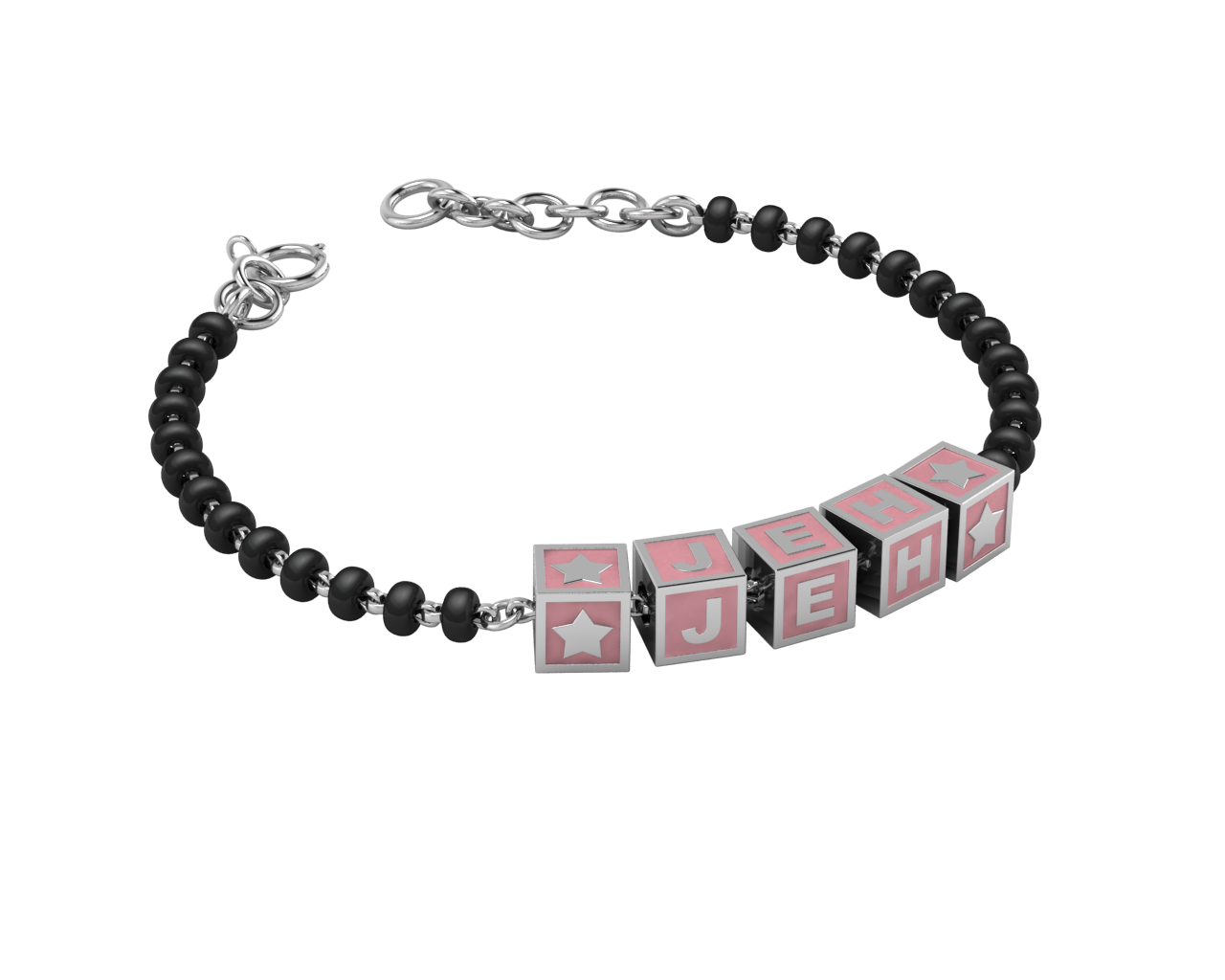 Sterling Silver Name Nazariya For Baby & Child With Square Babykubes 4 / Pink