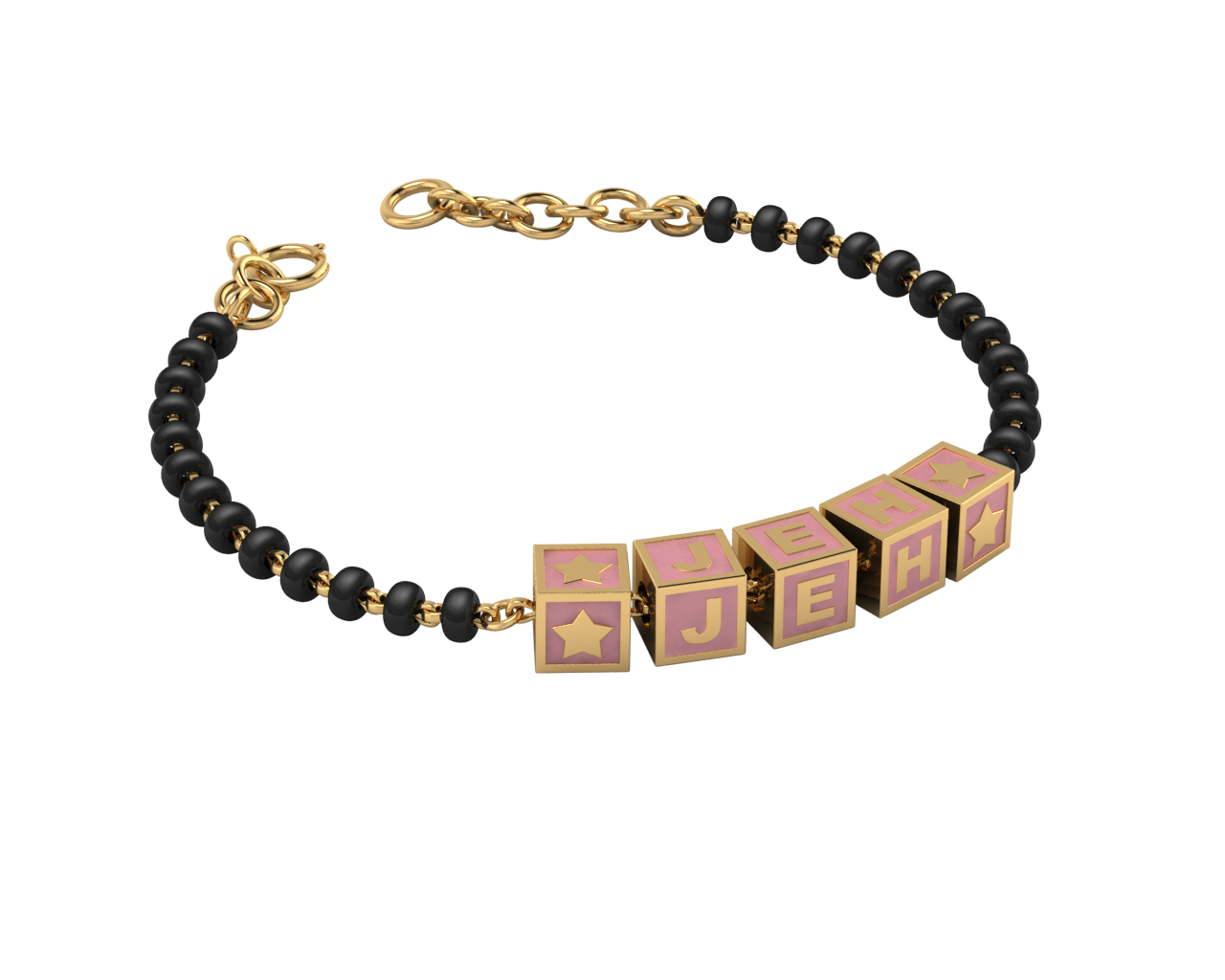 Sterling Silver Name Nazariya For Baby & Child With Square Babykubes-18Kt Gold Plated 4 / Pink