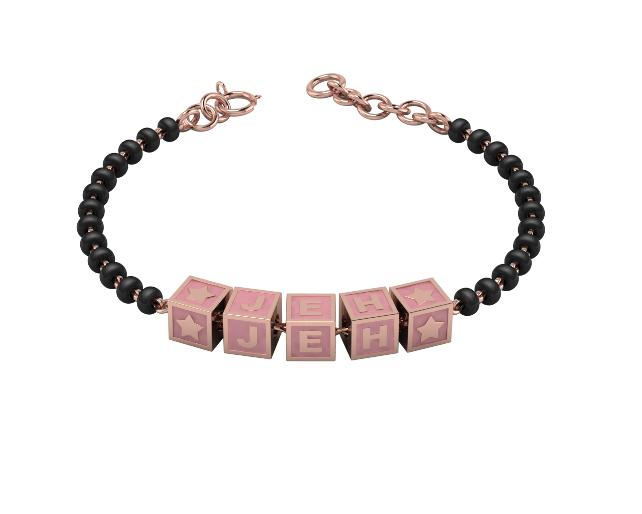 Sterling Silver Name Nazariya For Baby & Child With Square Babykubes-18Kt Pink Gold Plated