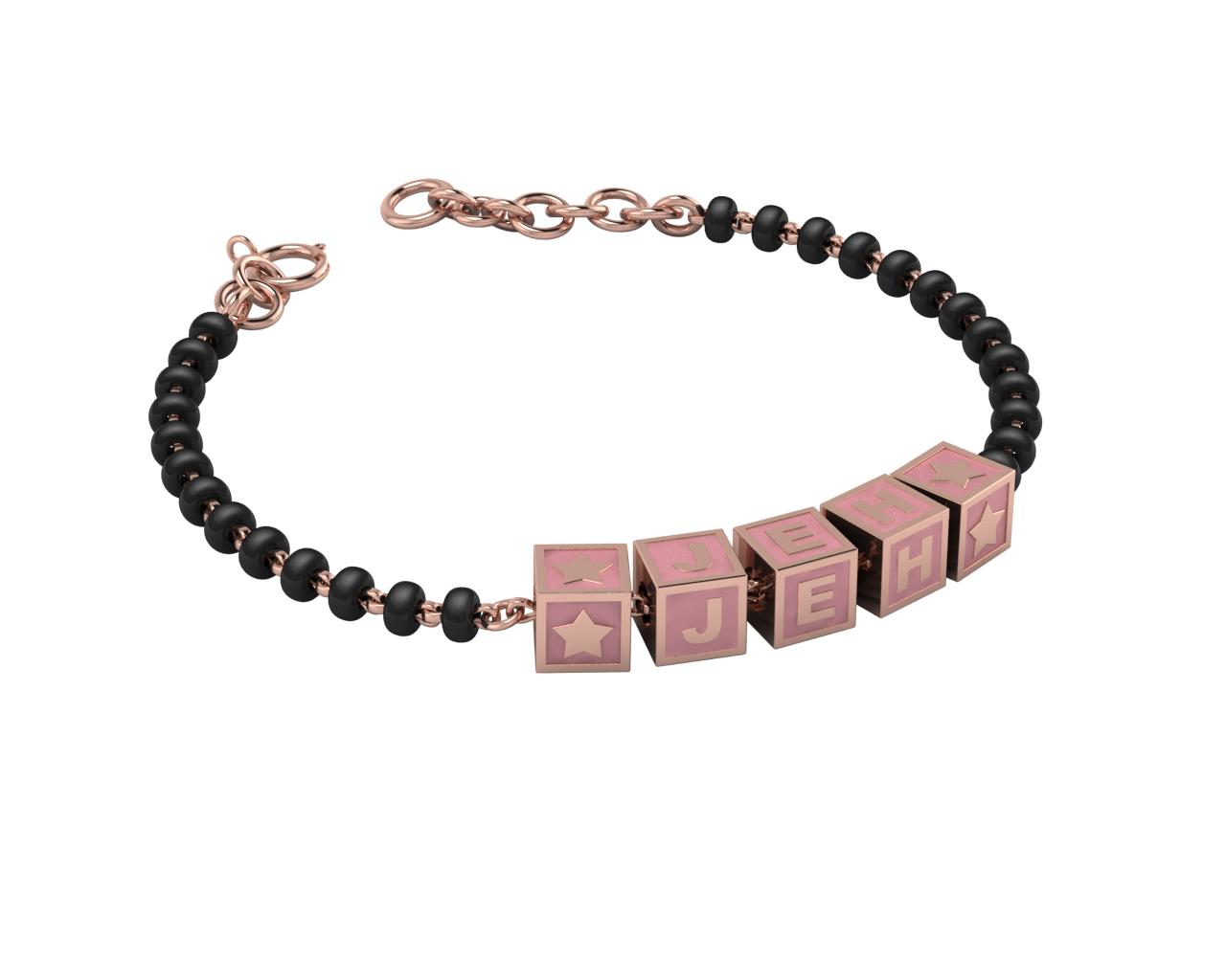 Sterling Silver Name Nazariya For Baby & Child With Square Babykubes-18Kt Pink Gold Plated 4 /