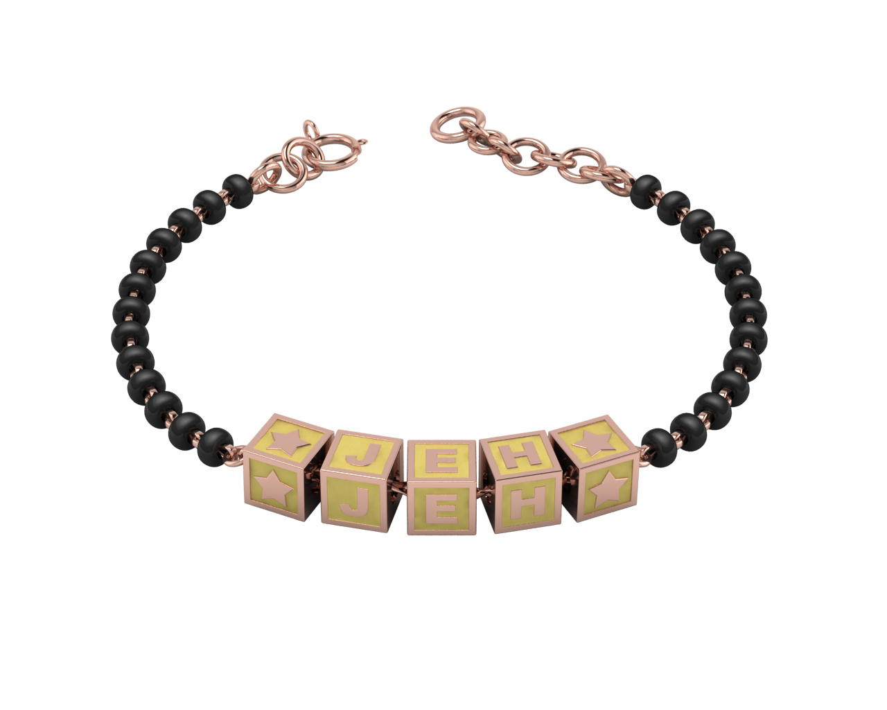 Sterling Silver Name Nazariya For Baby & Child With Square Babykubes-18Kt Pink Gold Plated