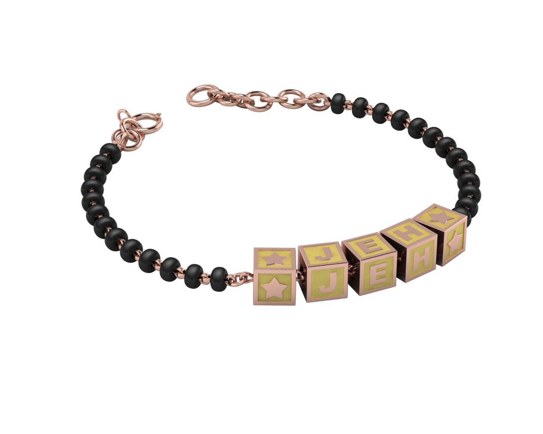 Sterling Silver Name Nazariya For Baby & Child With Square Babykubes-18Kt Pink Gold Plated