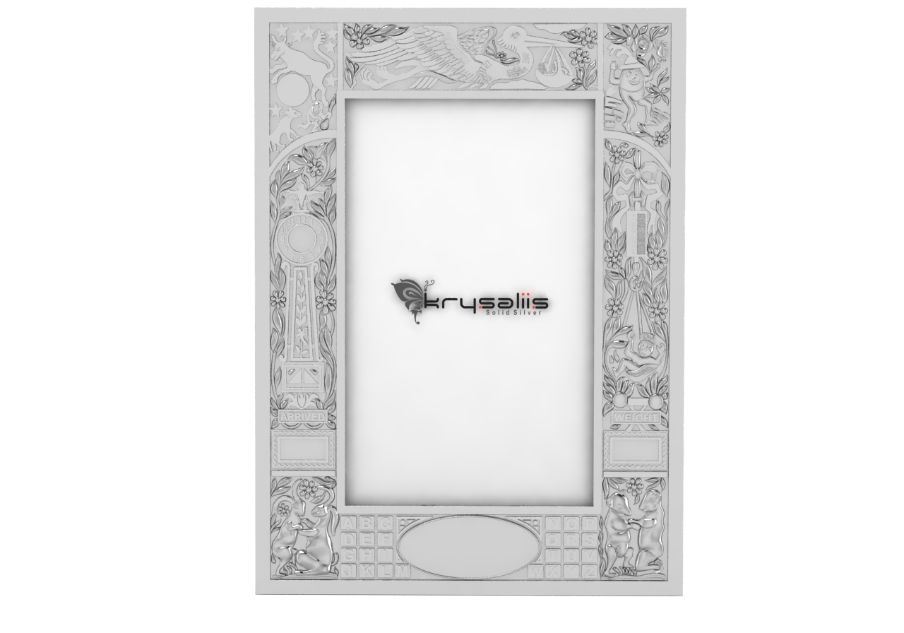 Silver Plated Birth Record Frame Baby Accessories And Keepsakes