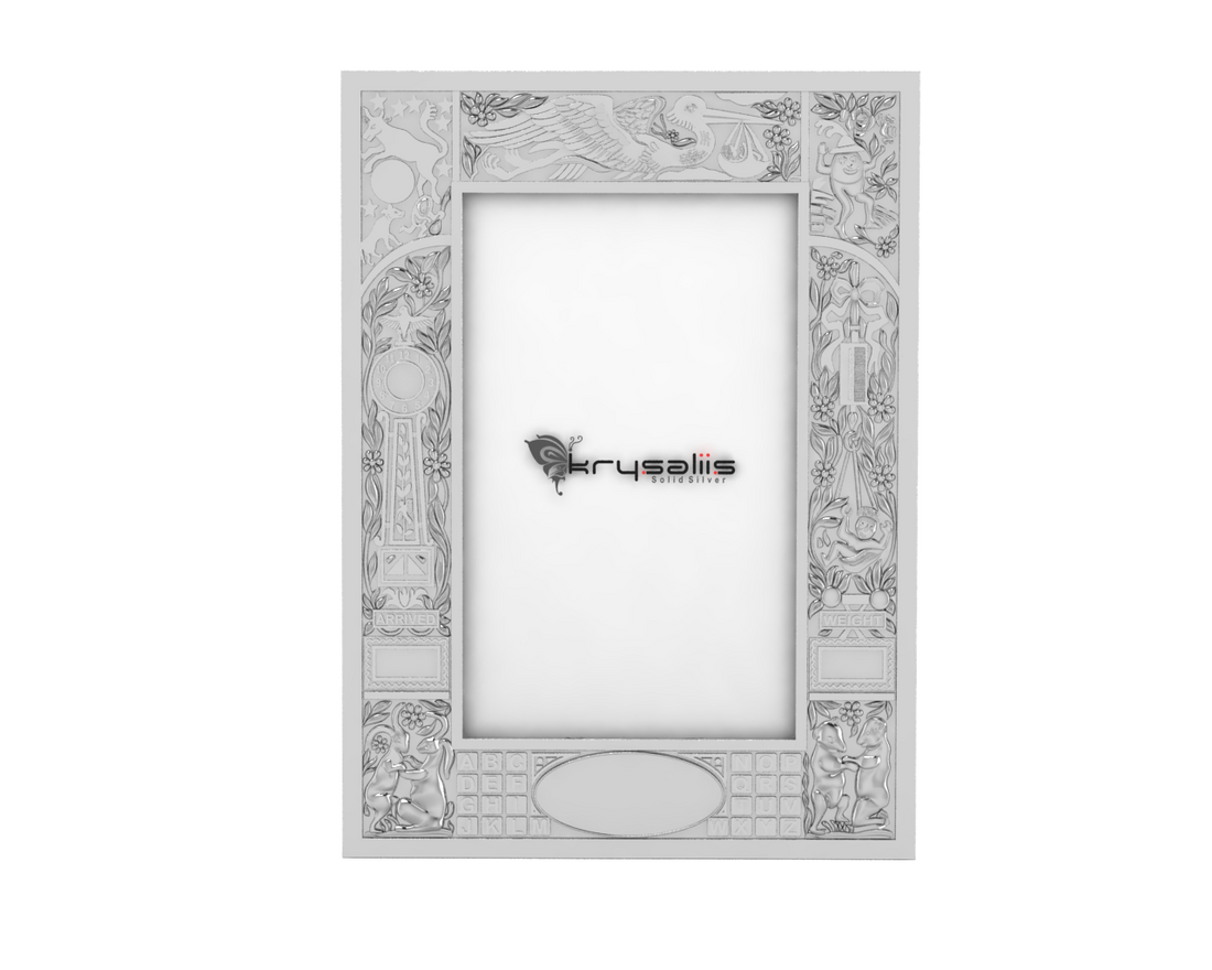 Silver Plated Birth Record Frame Baby Accessories And Keepsakes