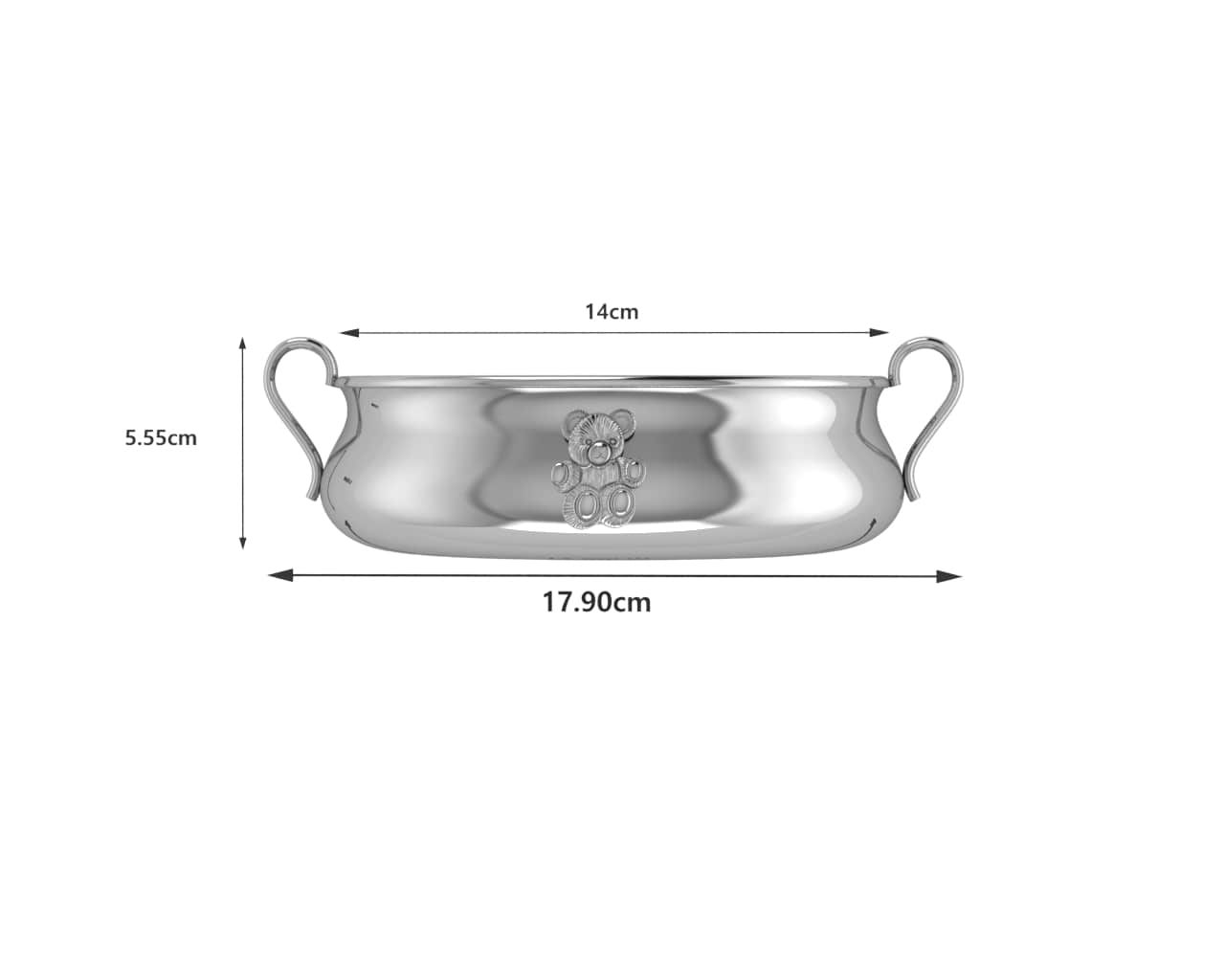 Silver Plated Bowl for Baby & Child - Teddy embossed Feeding Porringer