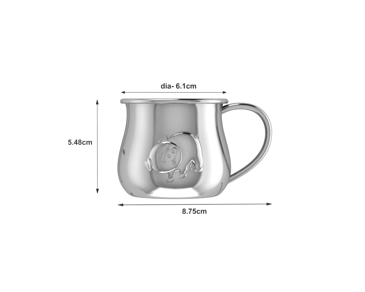 Silver Plated Baby Cup with an embossed Piggy