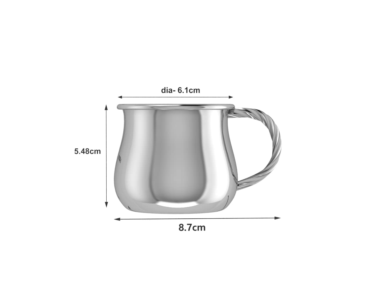 Silver Plated Baby Cup - Bulge with a Twisted handle