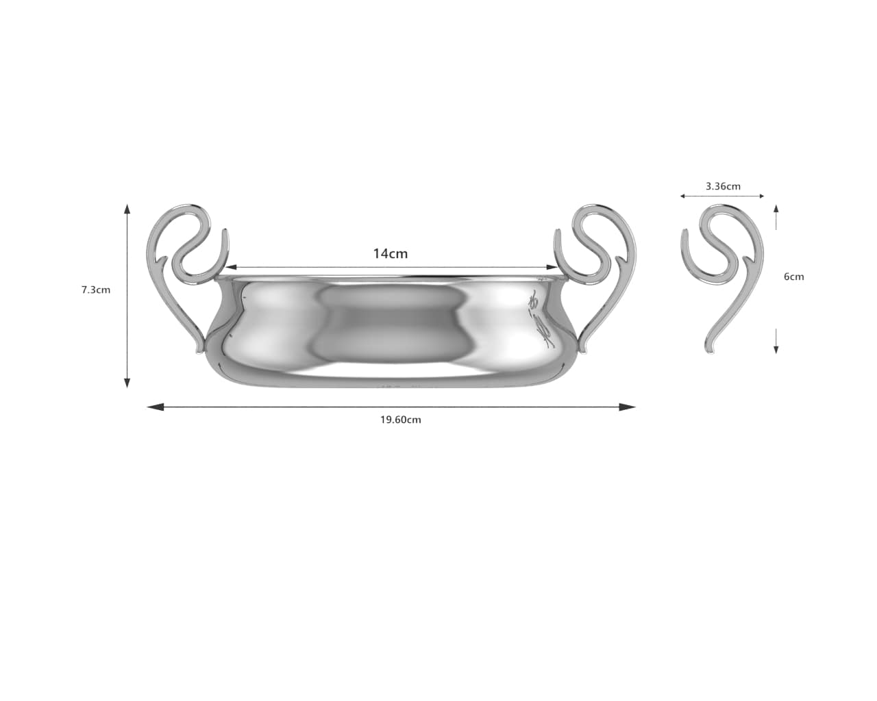 Sterling Silver Bowl for Baby and Child - Curved Feeding Porringer
