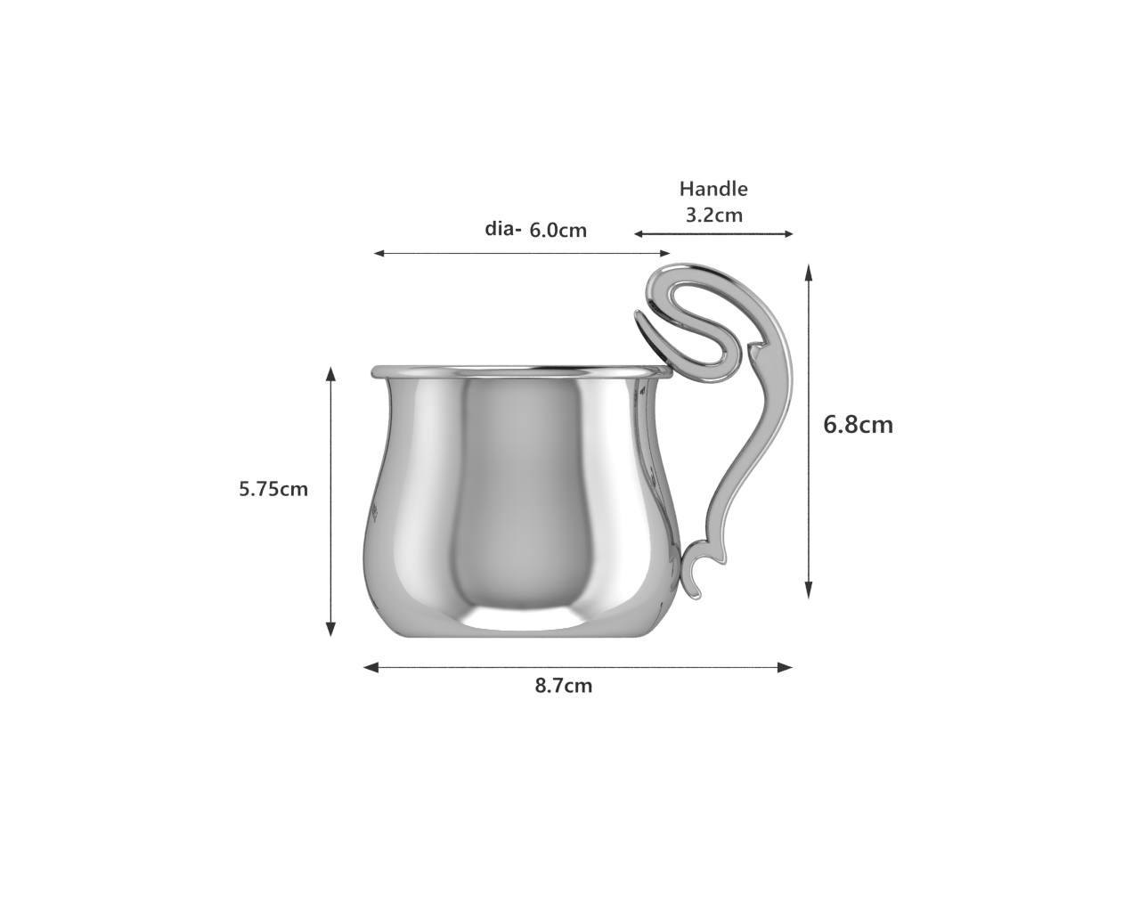 Sterling Silver Baby Cup With A Curved Handle Cups