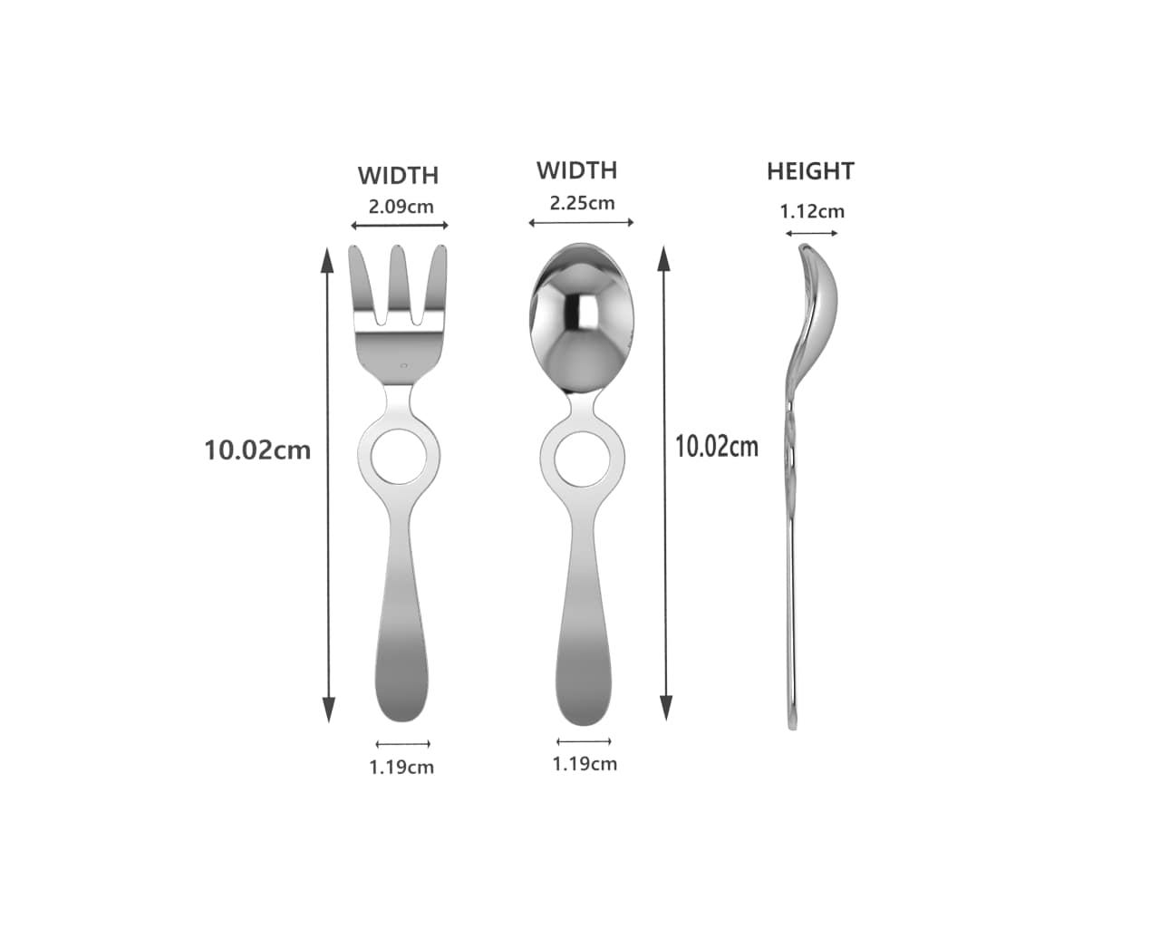 Circle Sterling Silver Baby Spoon and Fork Set by Krysaliis