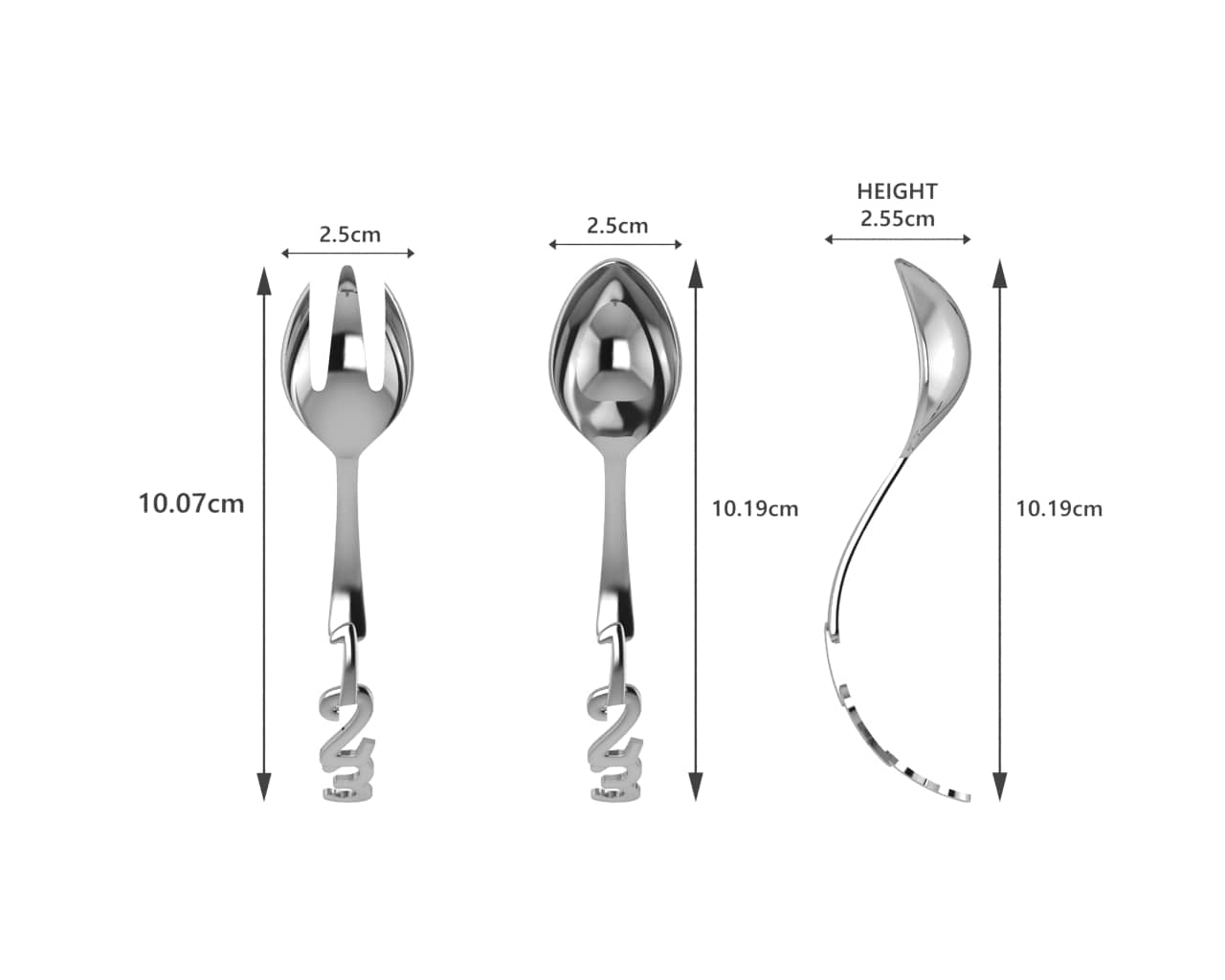 Sterling Silver Spoon & Fork Set - The 123 set