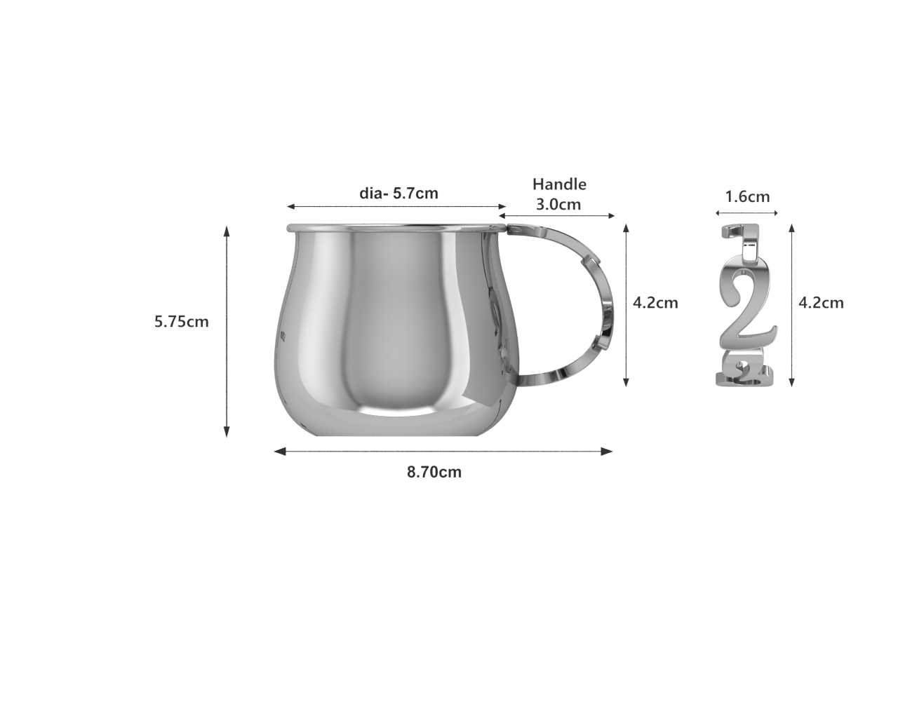Sterling Silver Baby Cup With A 123 Handle Cups
