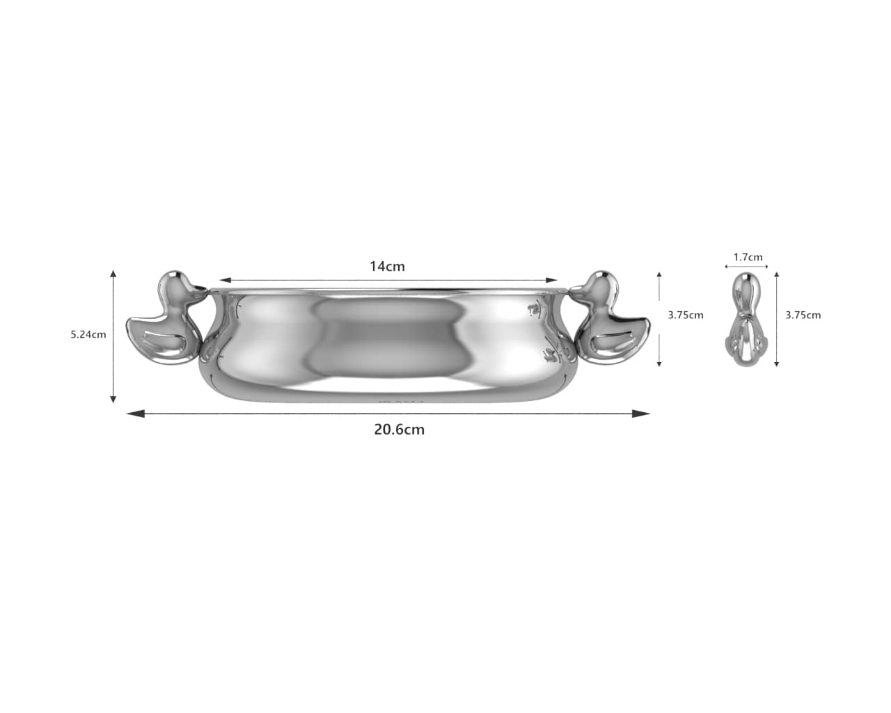 Sterling Silver Bowl for Baby and Child - Duck Feeding Porringer