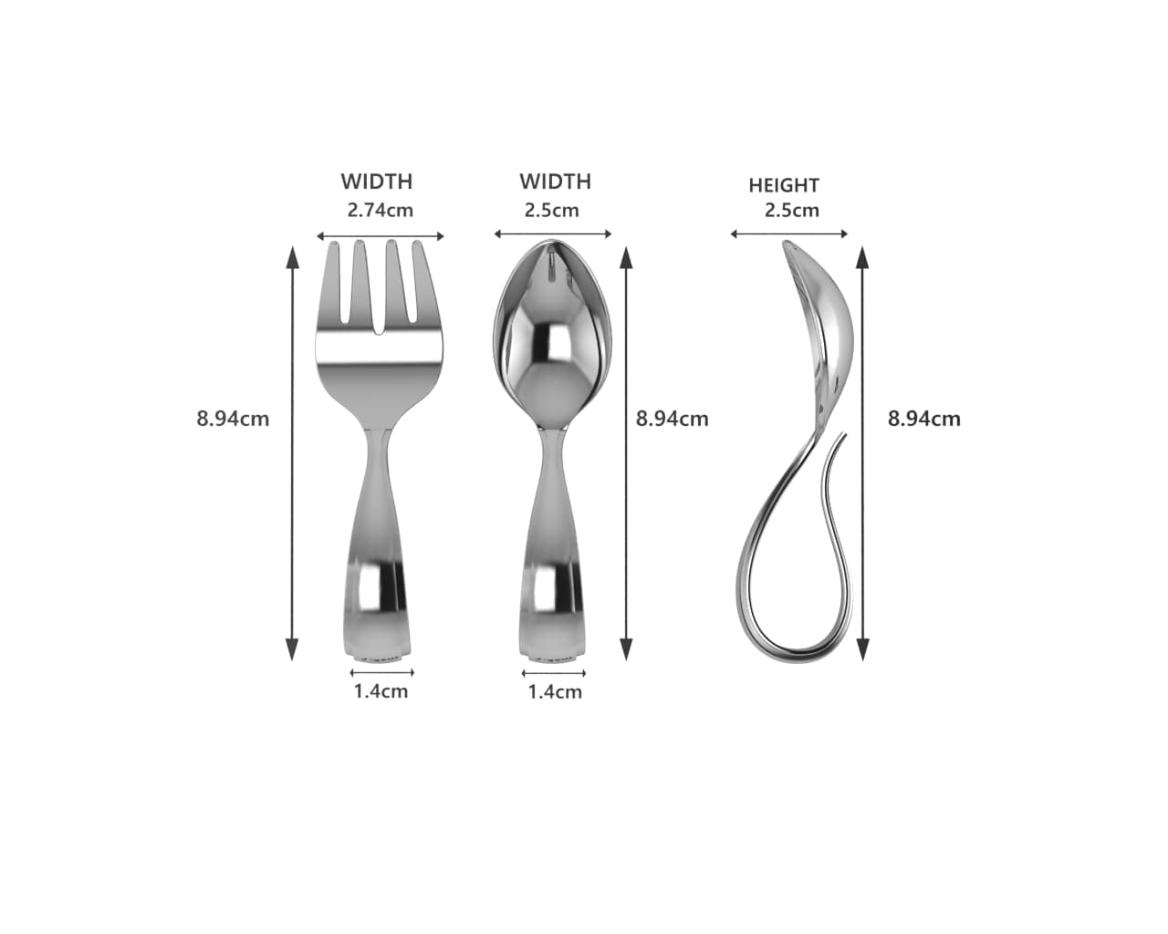 Sterling Silver Baby Spoon and Fork Set - Classic Loop