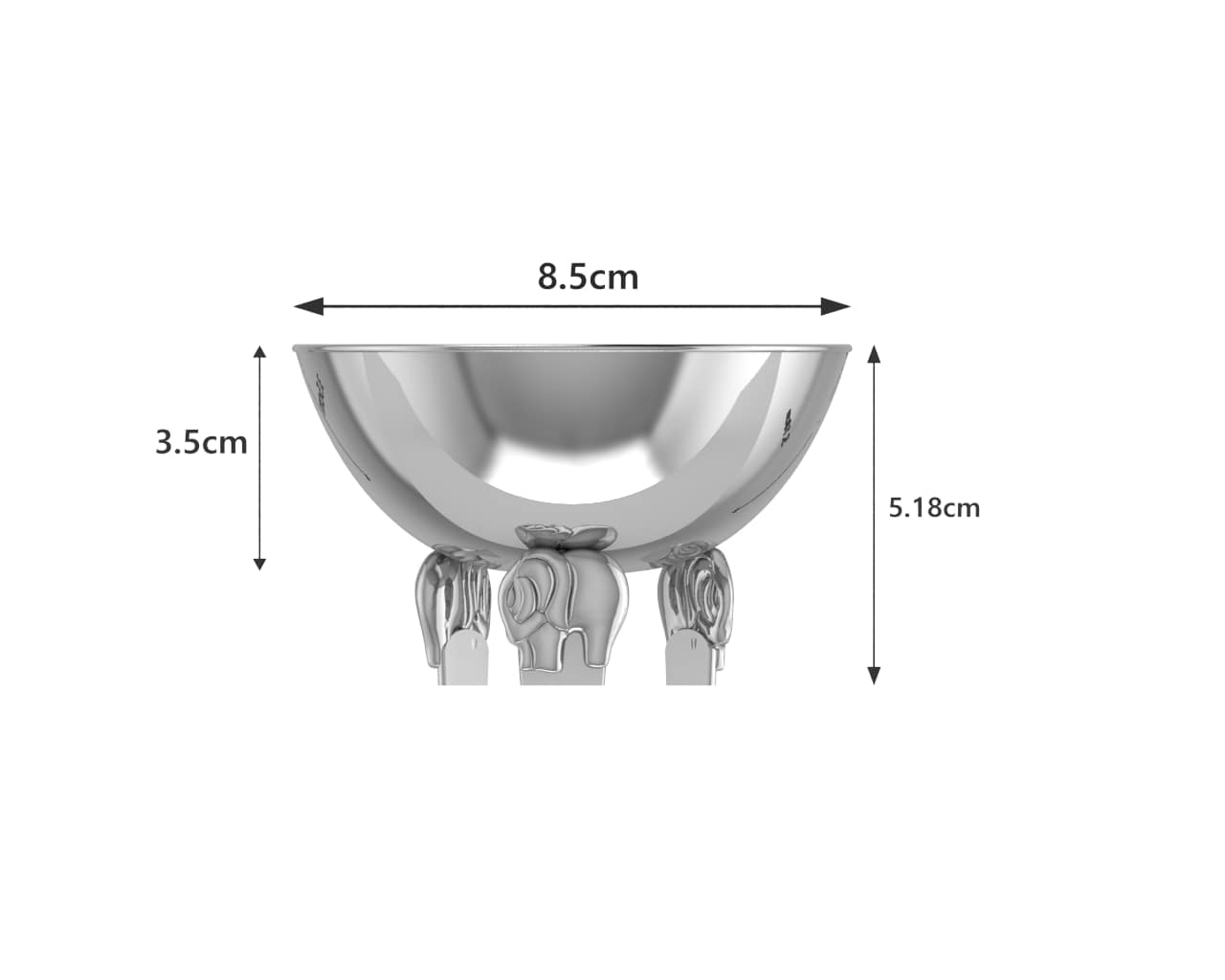 Sterling Silver Bowl for Baby and Child - Elephant supports