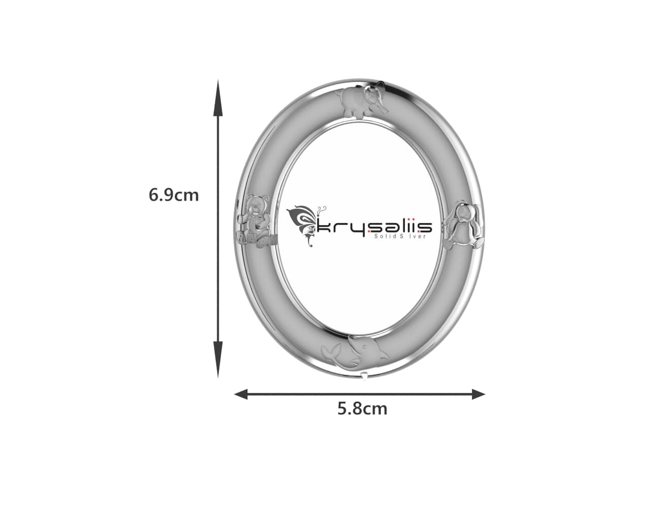 Silver Plated Photo Frame for Baby and Kids - Oval with Animal Motifs