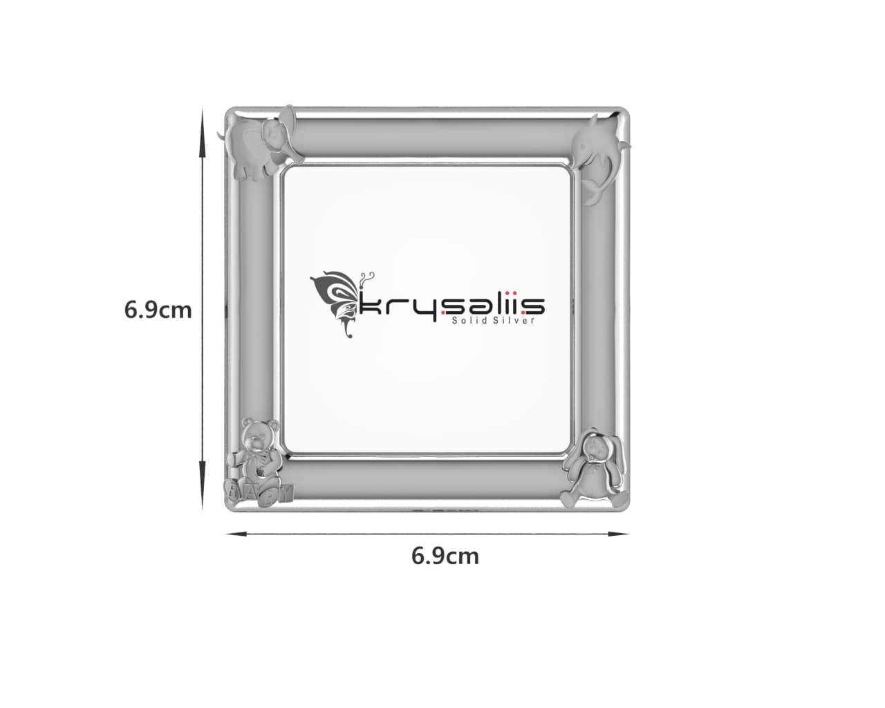Silver Plated Photo Frame for Baby and Kids - Square with animal motifs