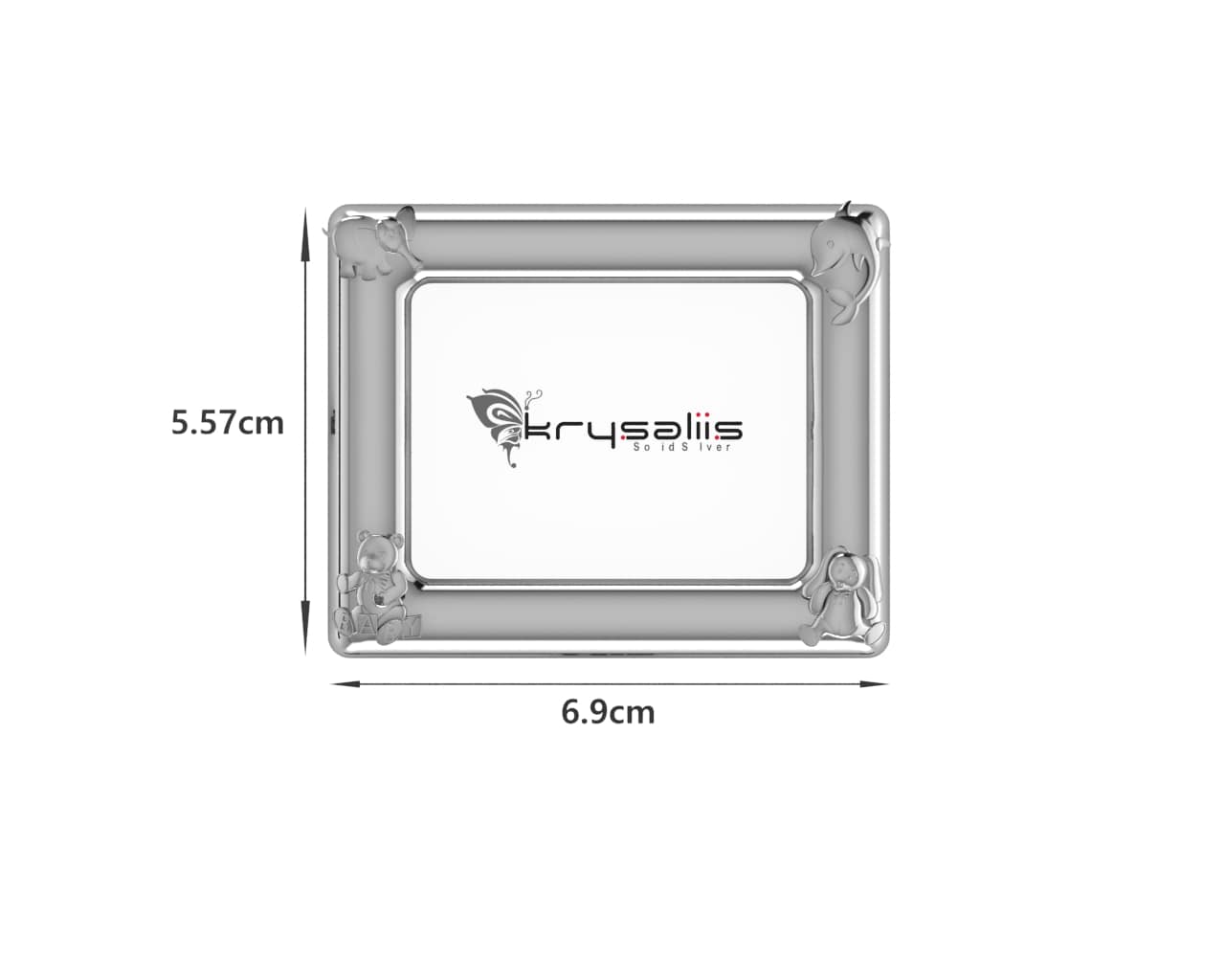 Silver Plated Photo Frame for Baby and Kids - Rectangle with Animal motifs
