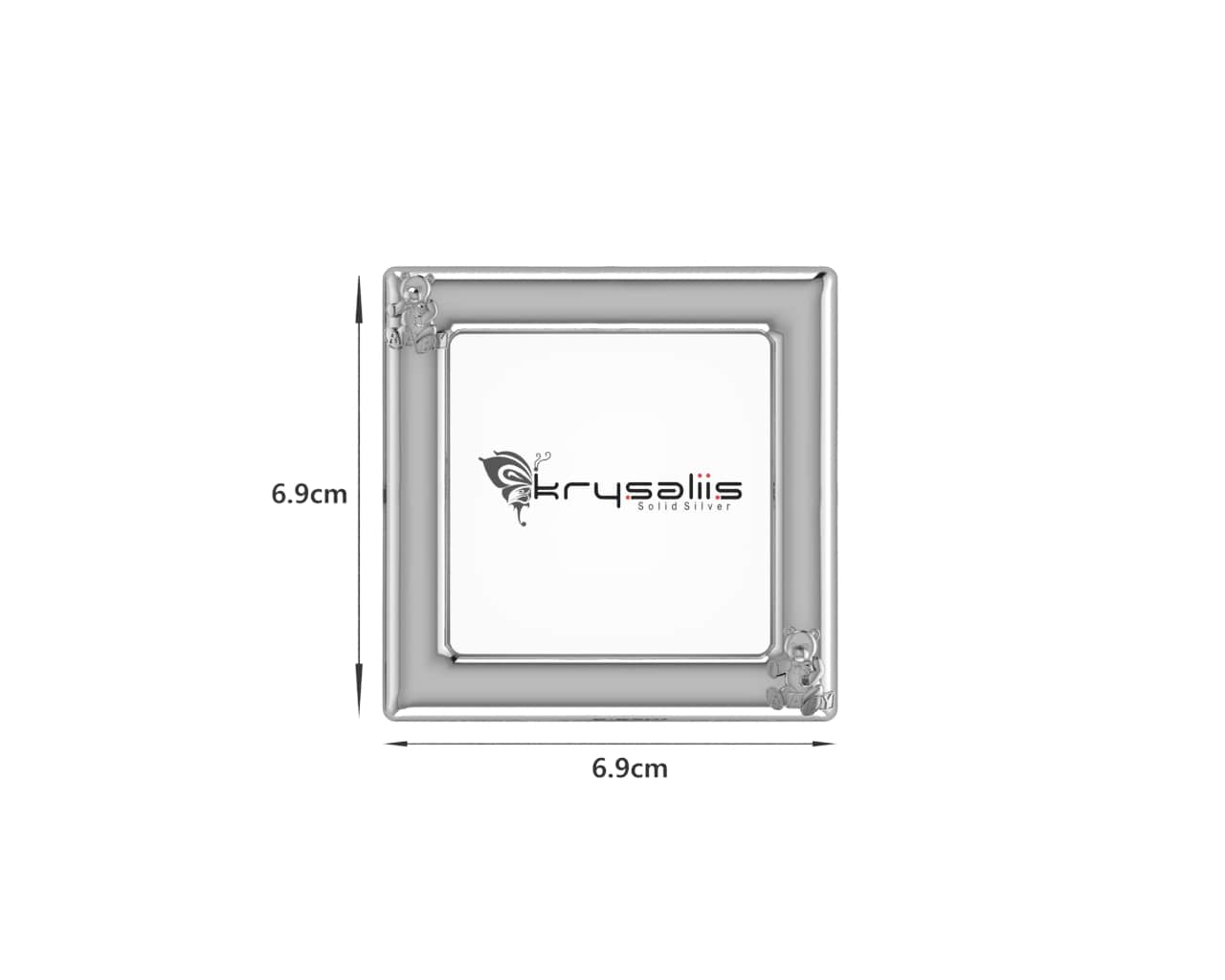 Silver Plated Photo Frame for Baby and Kids - Square with Teddy