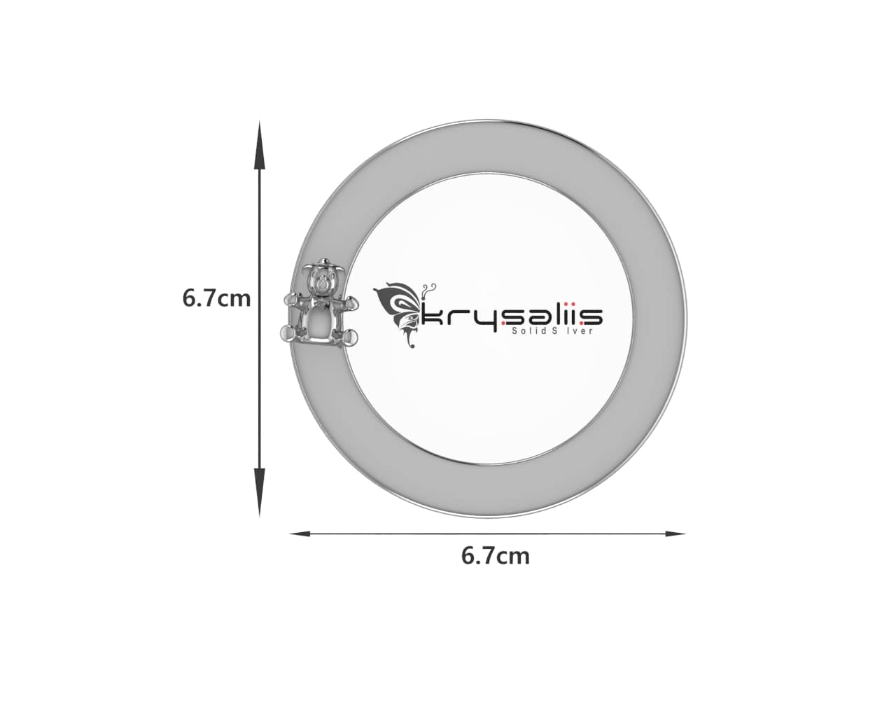 Silver Plated Photo Frame for Baby and Kids - Round with Teddy