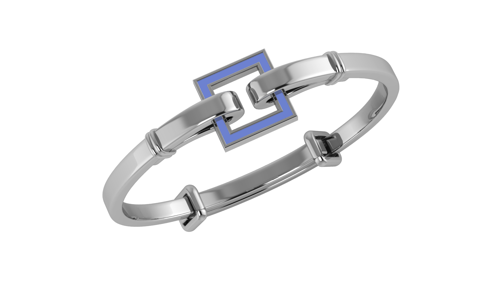 Sterling Silver Baby Bracelet Kada adjustable - " Catch a Square"