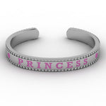 Sterling Silver Baby Princess Cuff Kada with pink enamel