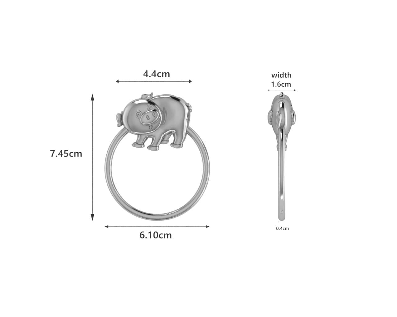 Silver Plated Piggy Ring Baby Rattle