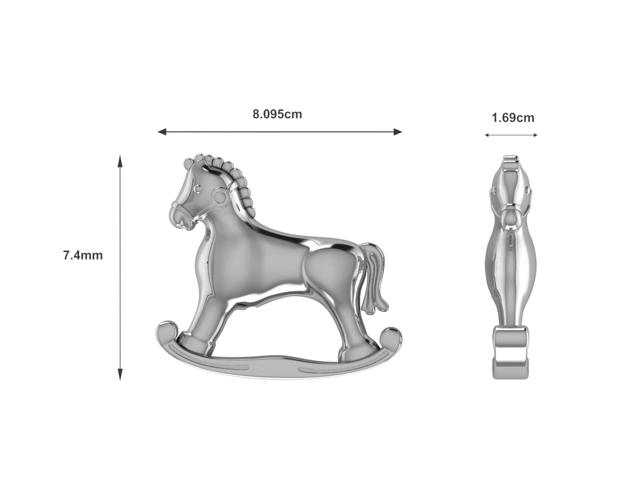 Silver Plated Rocking Horse Baby Rattle