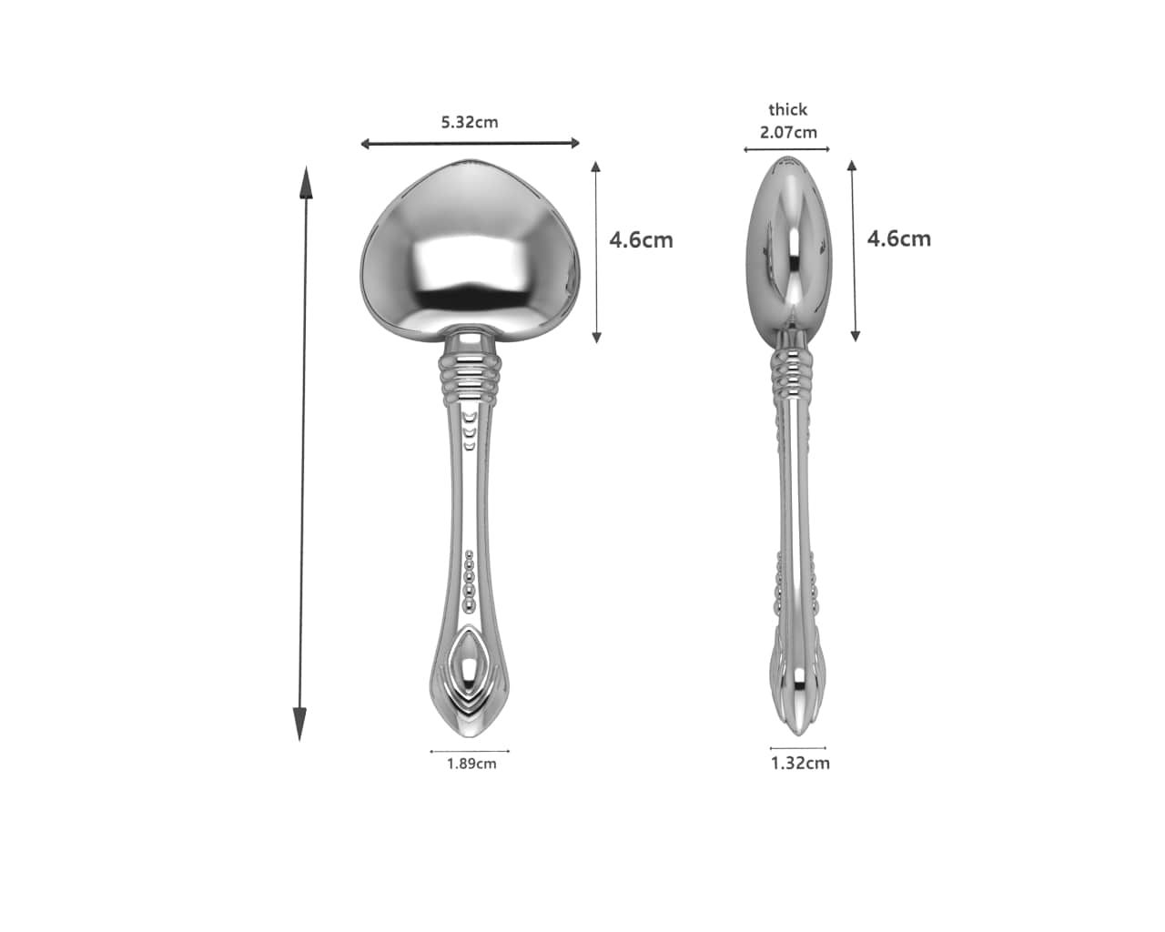 Sterling Silver Heart Baby Rattle