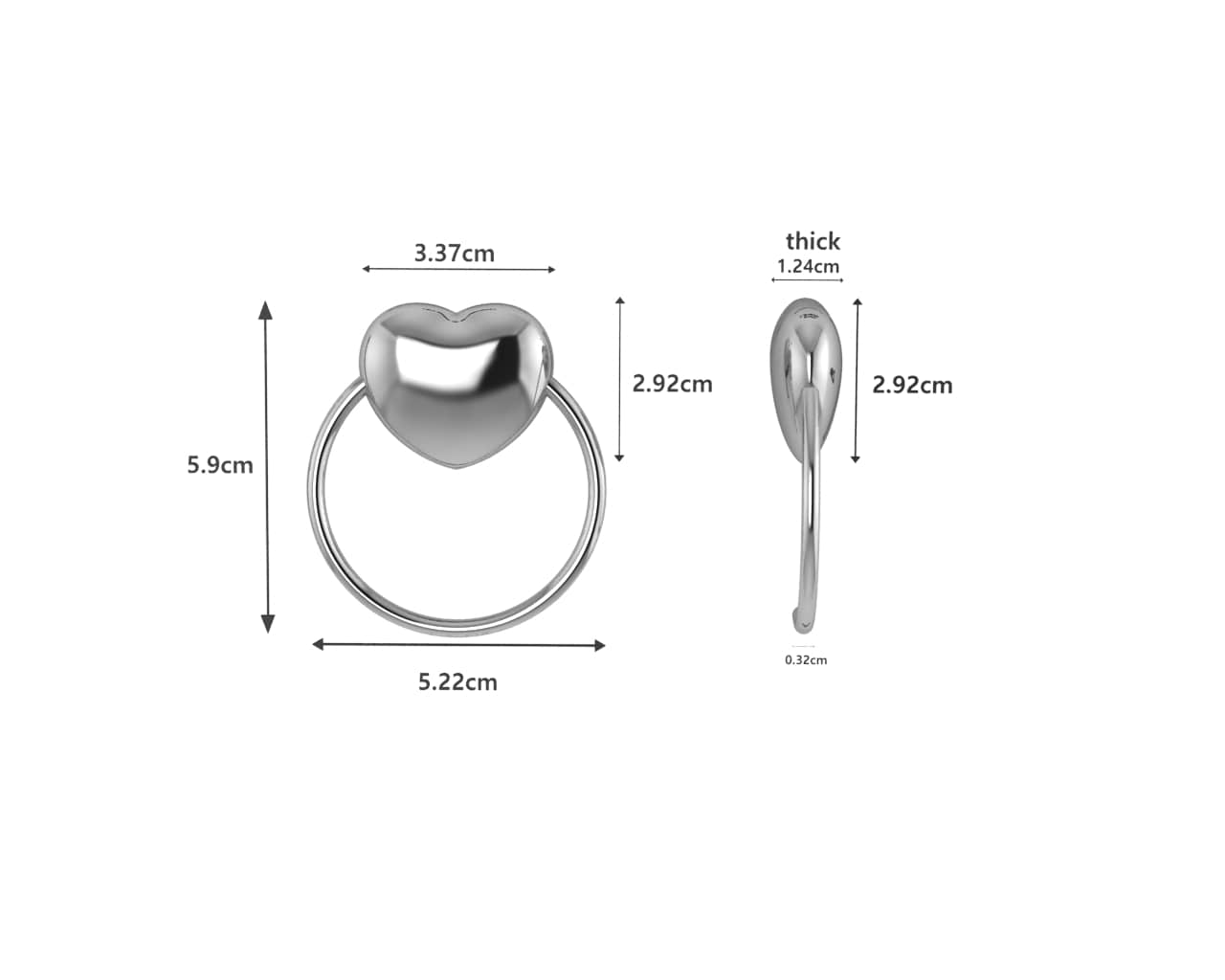 Sterling Silver Heart Ring Baby Rattle
