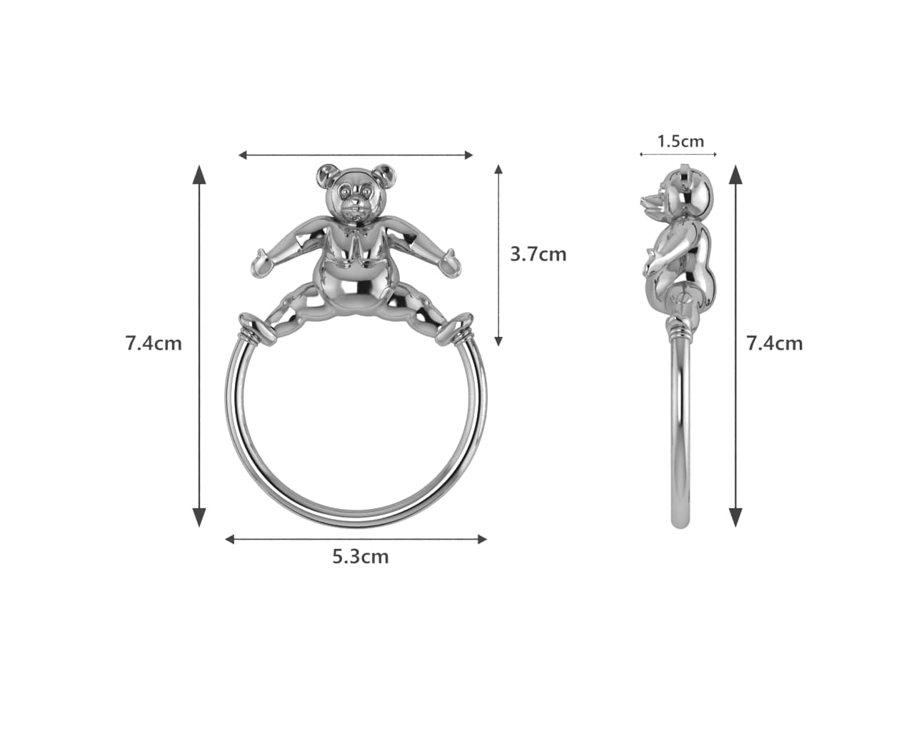 Sterling Silver Baby Teddy Ring Rattle