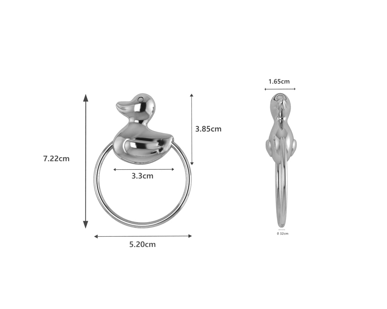 Sterling Silver Duck Ring Baby Rattle
