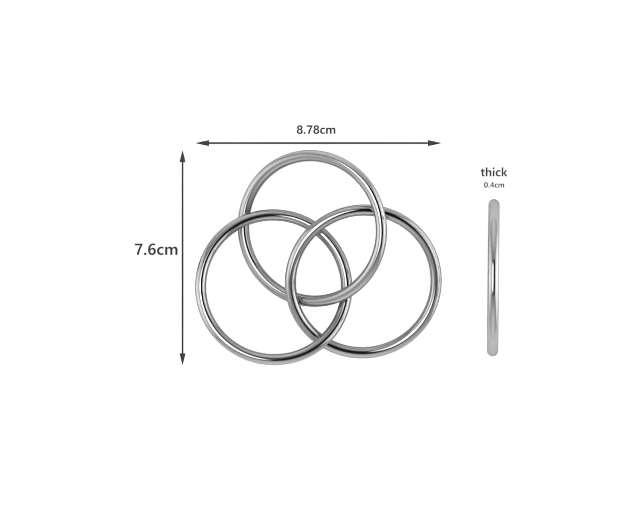 Sterling Silver Baby Rattle -Three Ring Baby Teether