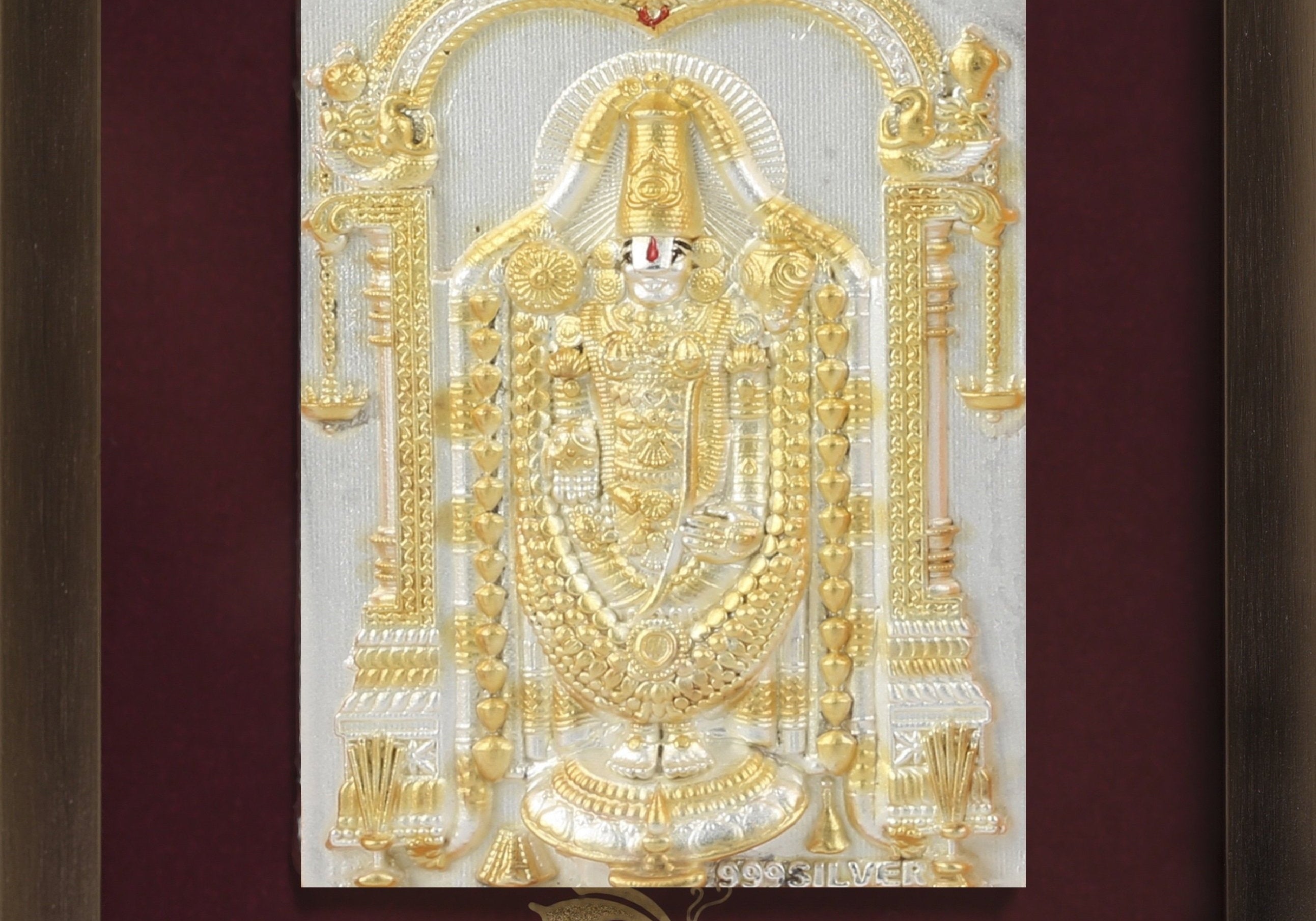 Pure Silver God Photo Frame of Balaji by Isvara