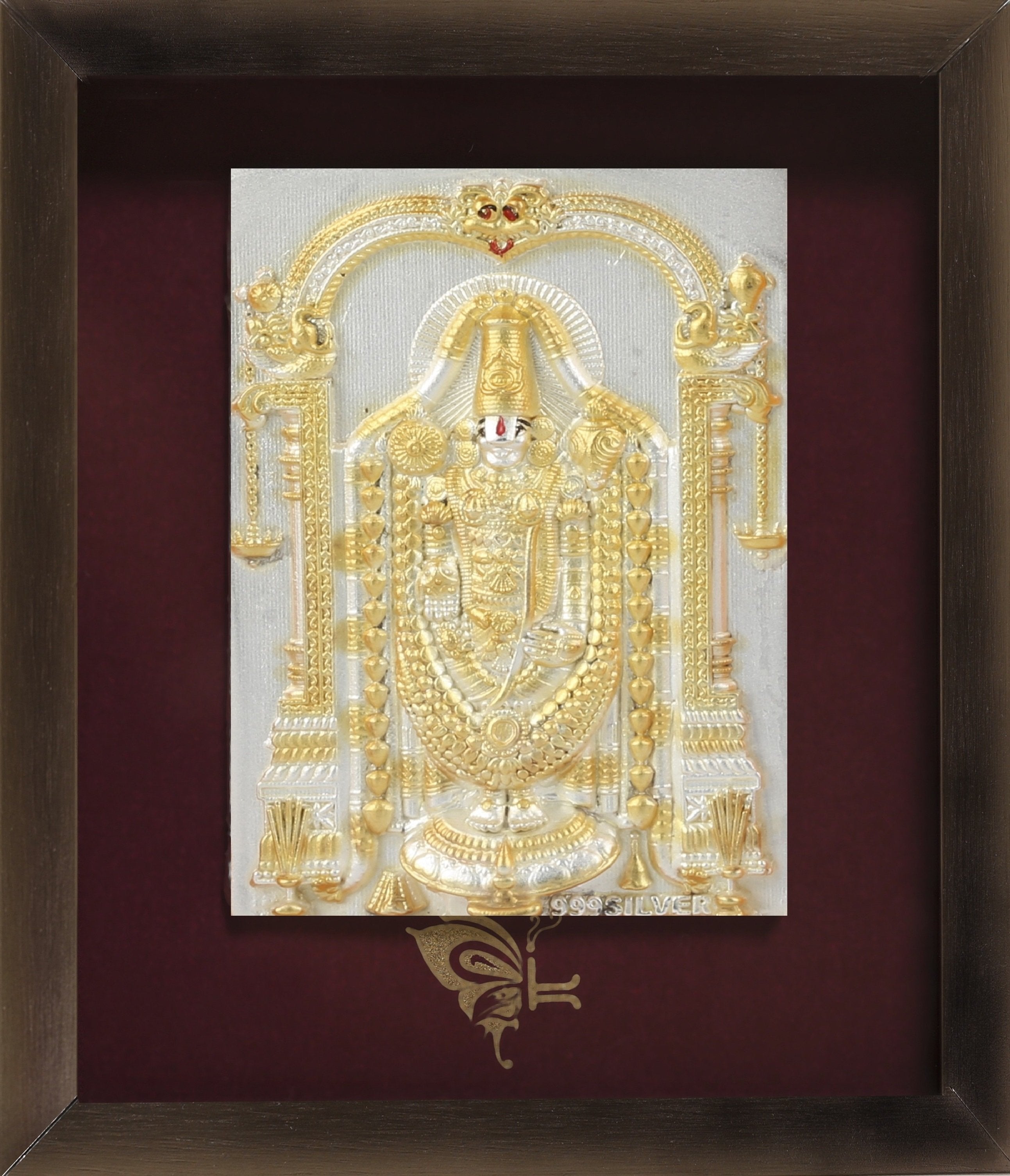 Pure Silver God Photo Frame of Balaji by Isvara