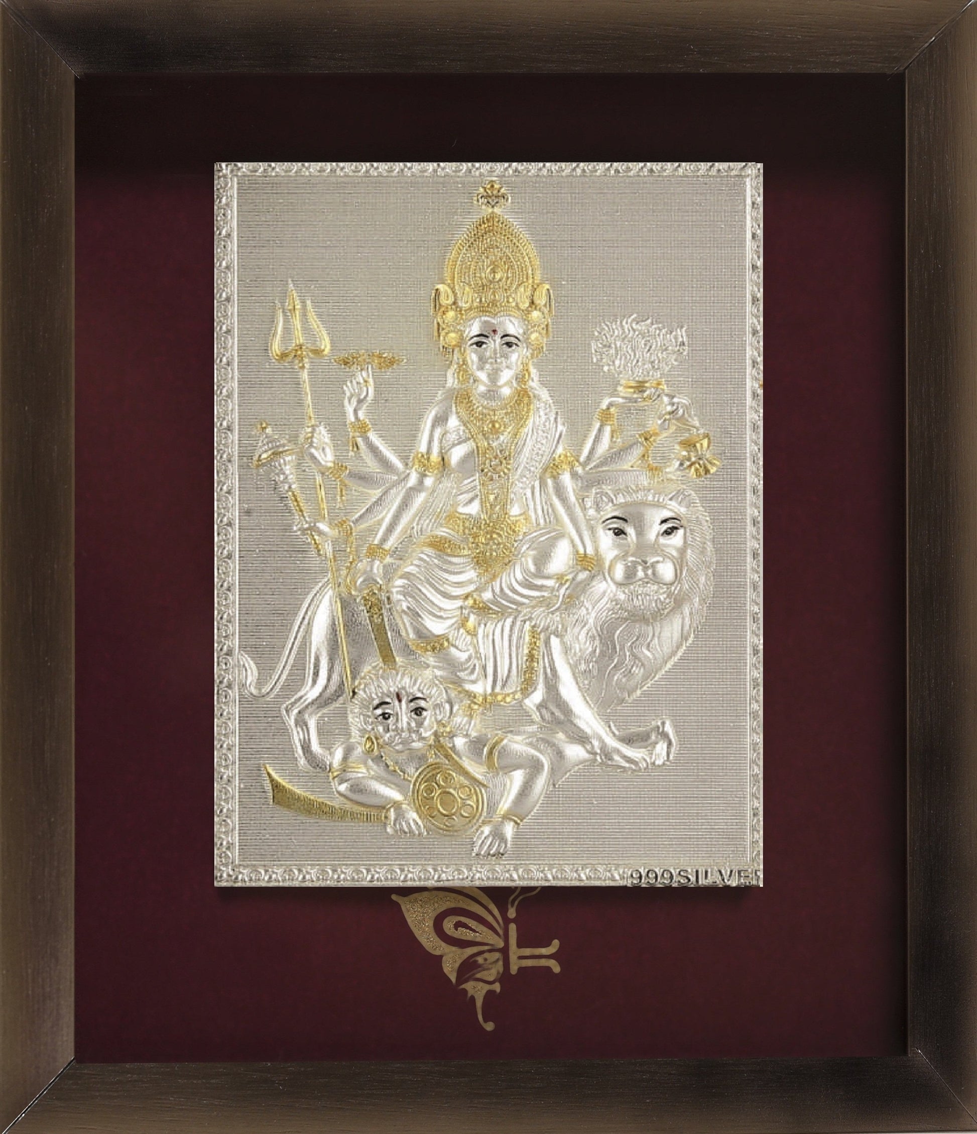 Pure Silver God Photo Frame of Durga Maa by Isvara