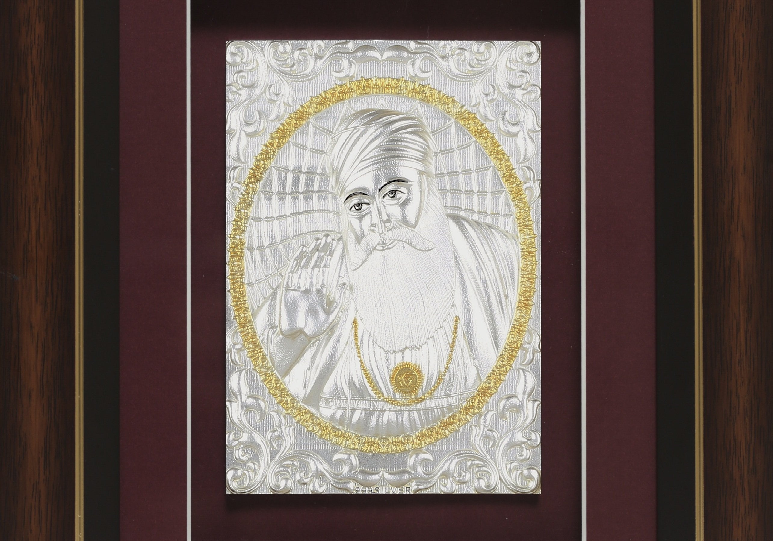 Pure Silver God Photo Frame of Guru Nanak by Isvara