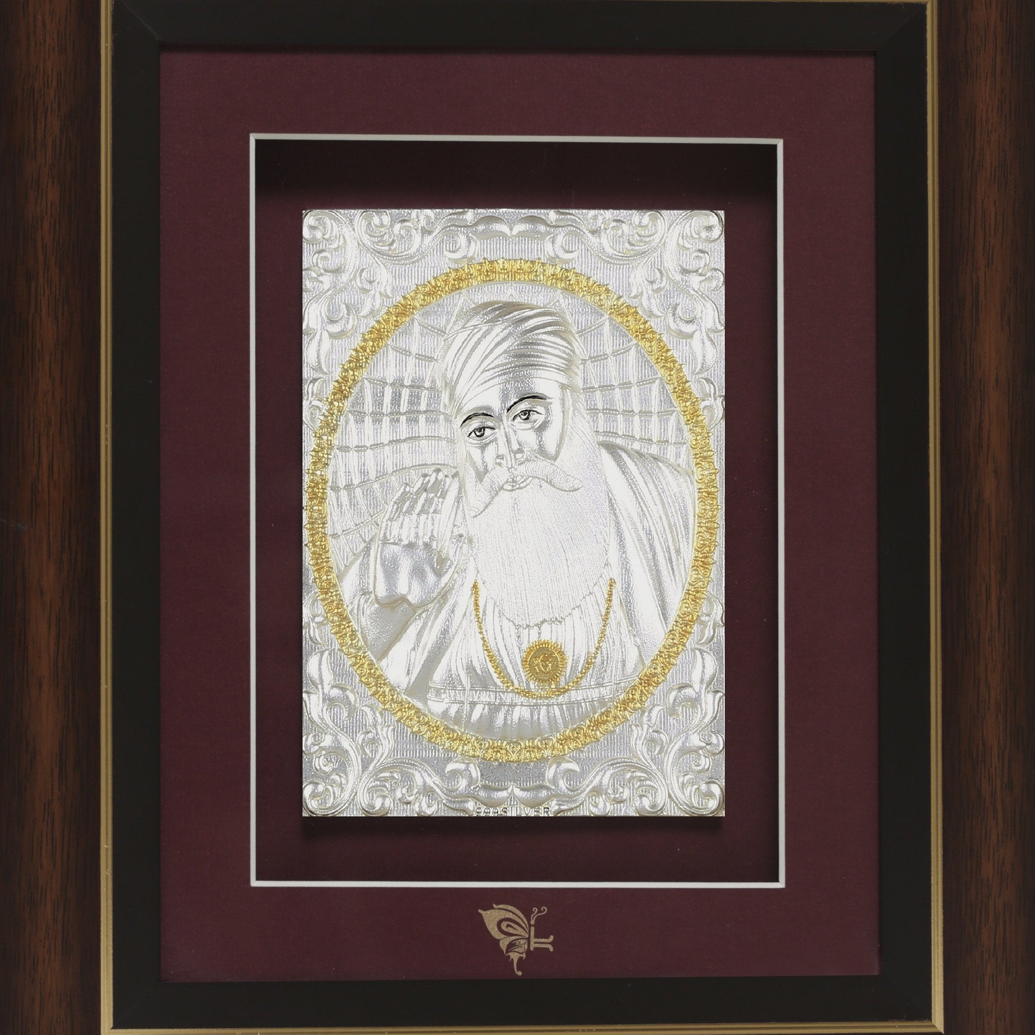 Pure Silver God Photo Frame of Guru Nanak by Isvara
