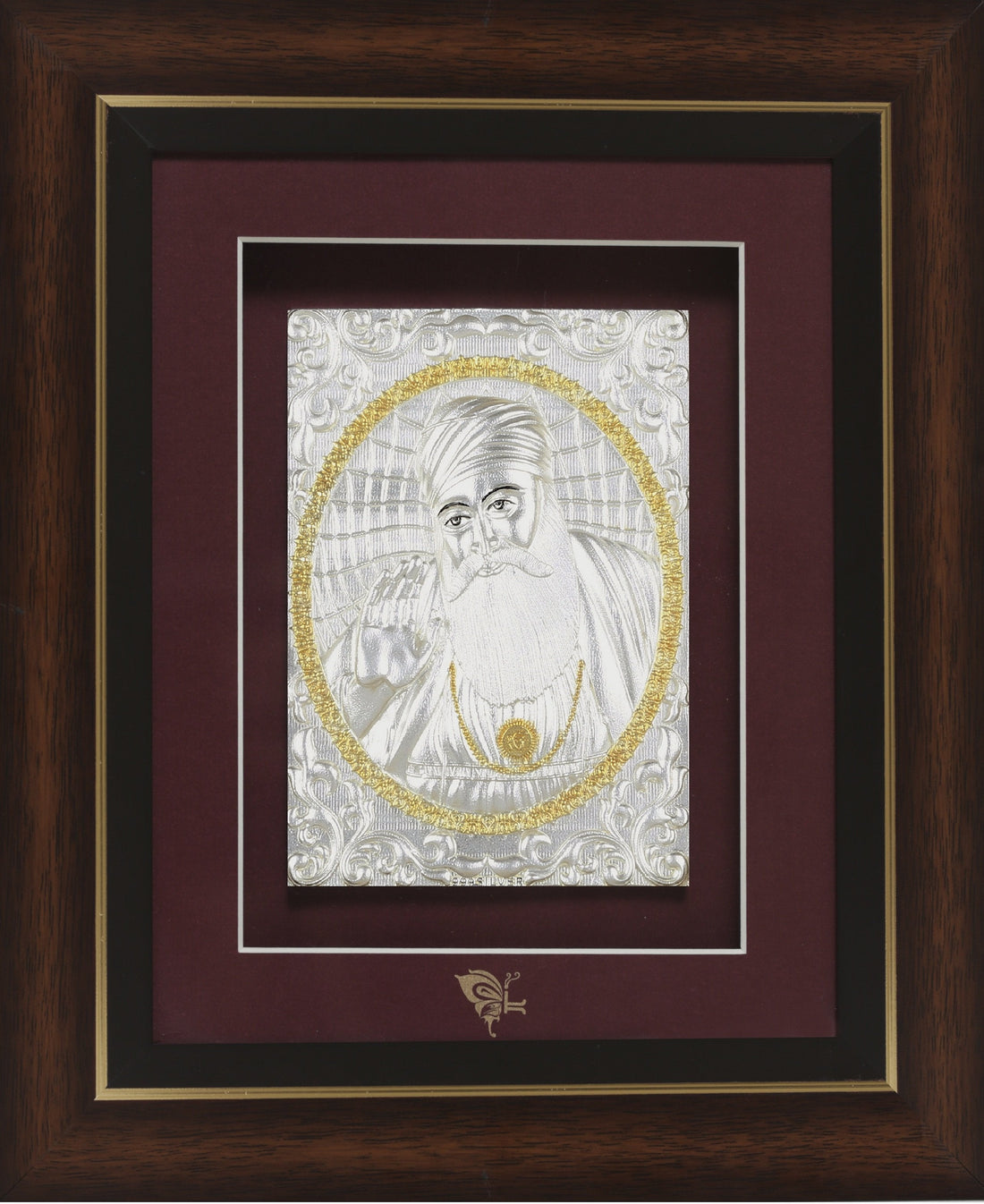 Pure Silver God Photo Frame of Guru Nanak by Isvara