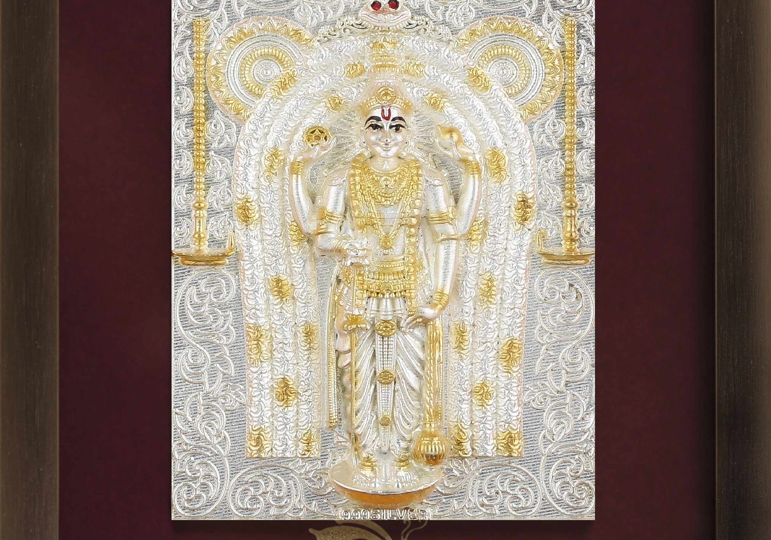 Pure Silver God Photo Frame of Guruvayurappan by Isvara