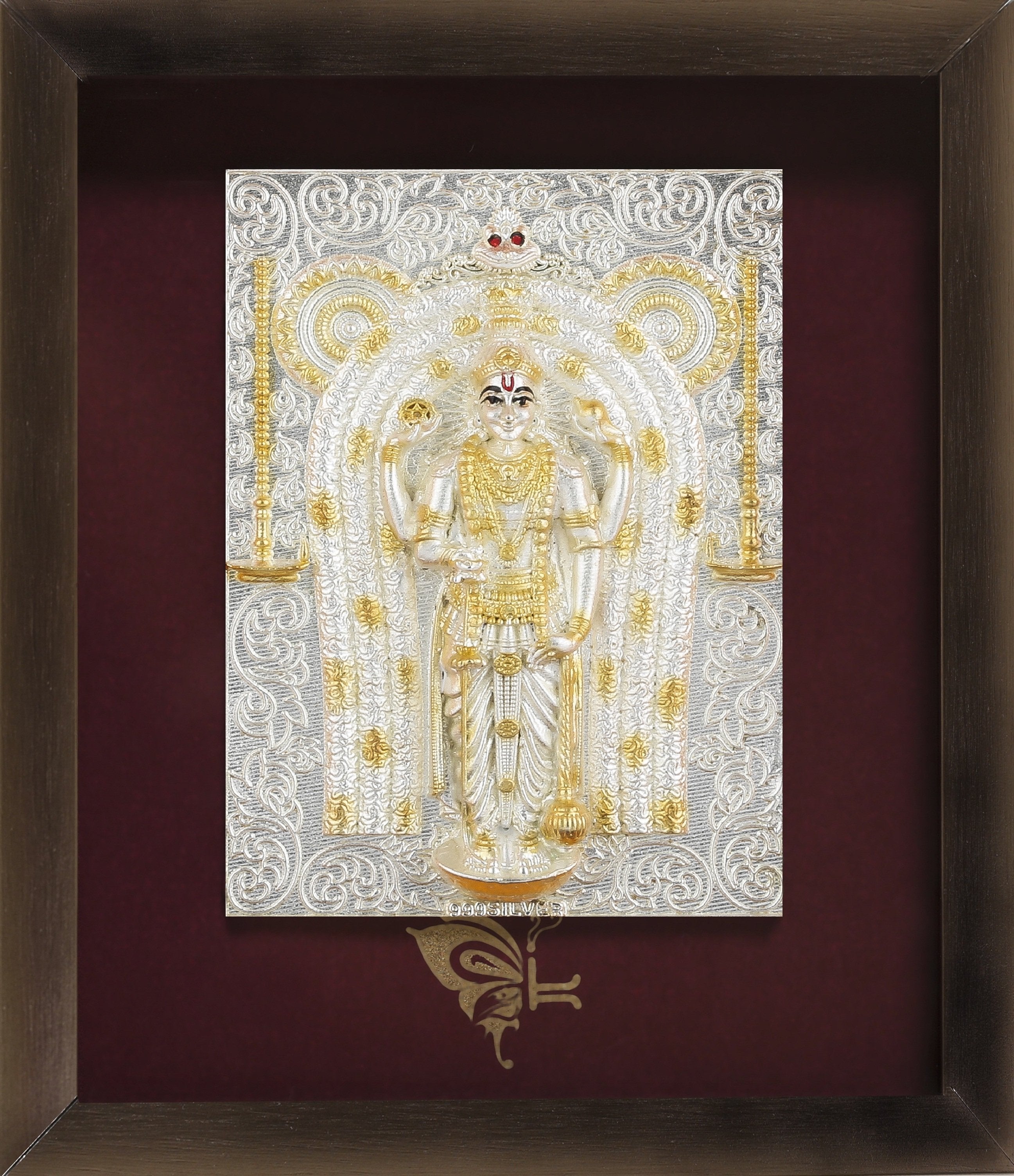 Pure Silver God Photo Frame of Guruvayurappan by Isvara