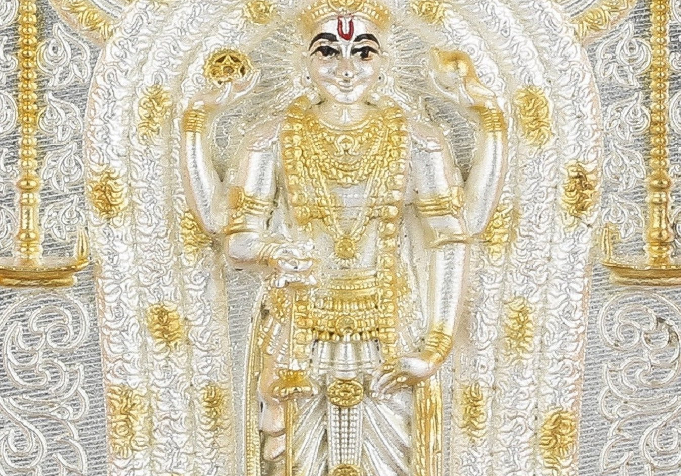 Pure Silver God Photo Frame of Guruvayurappan by Isvara