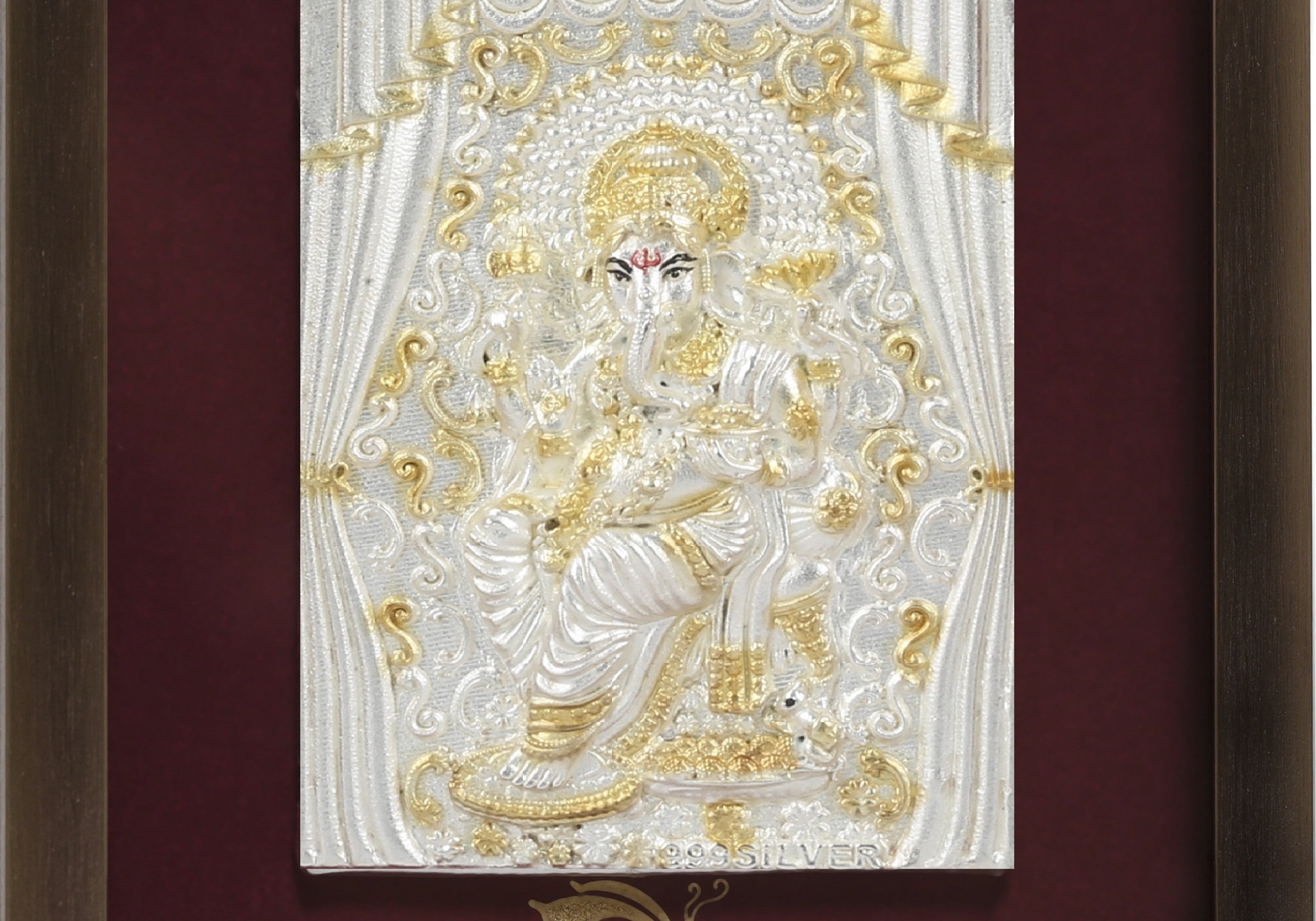 Pure Silver God Photo Frame of Royal Ganesha by Isvara