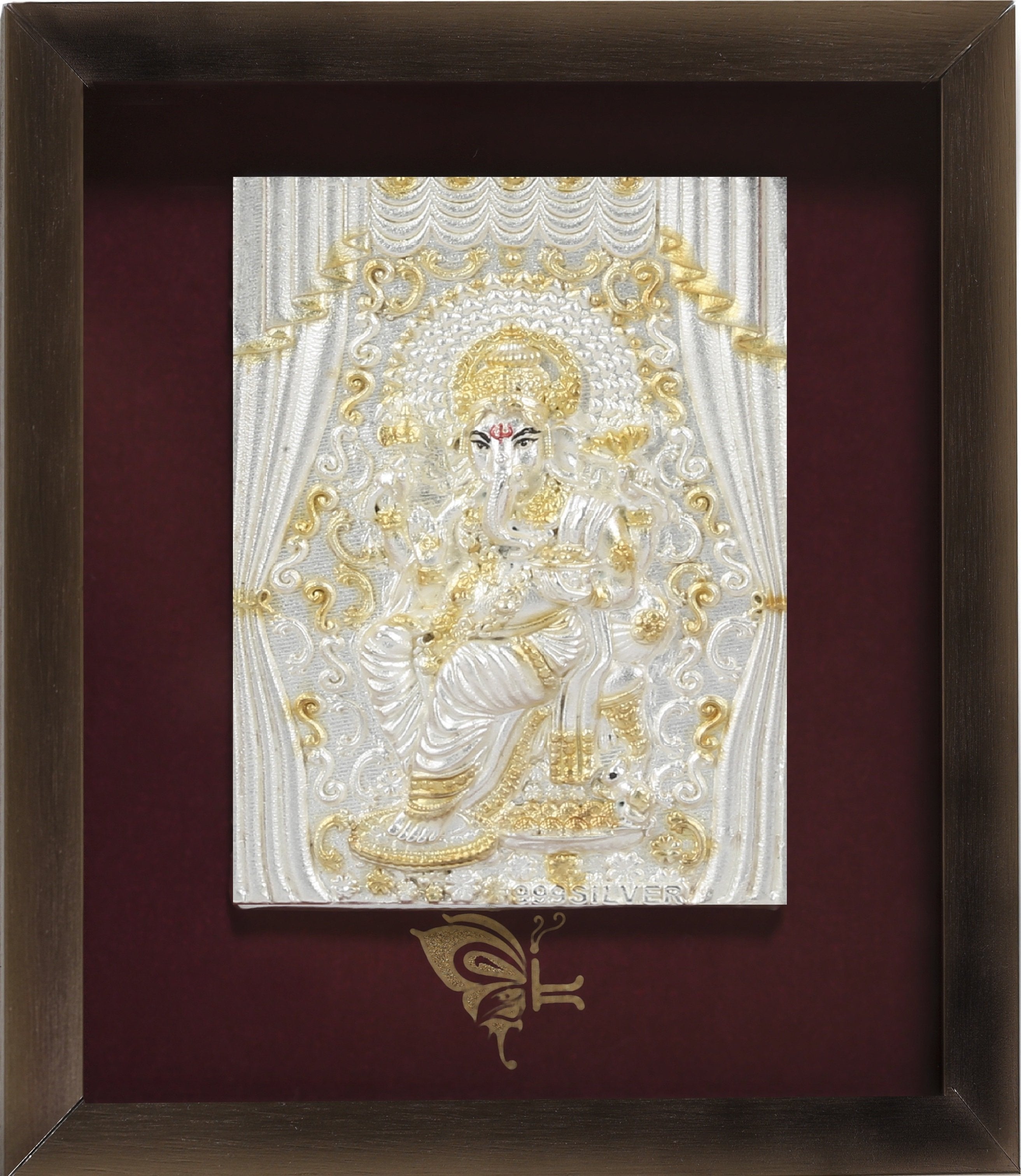 Pure Silver God Photo Frame of Royal Ganesha by Isvara
