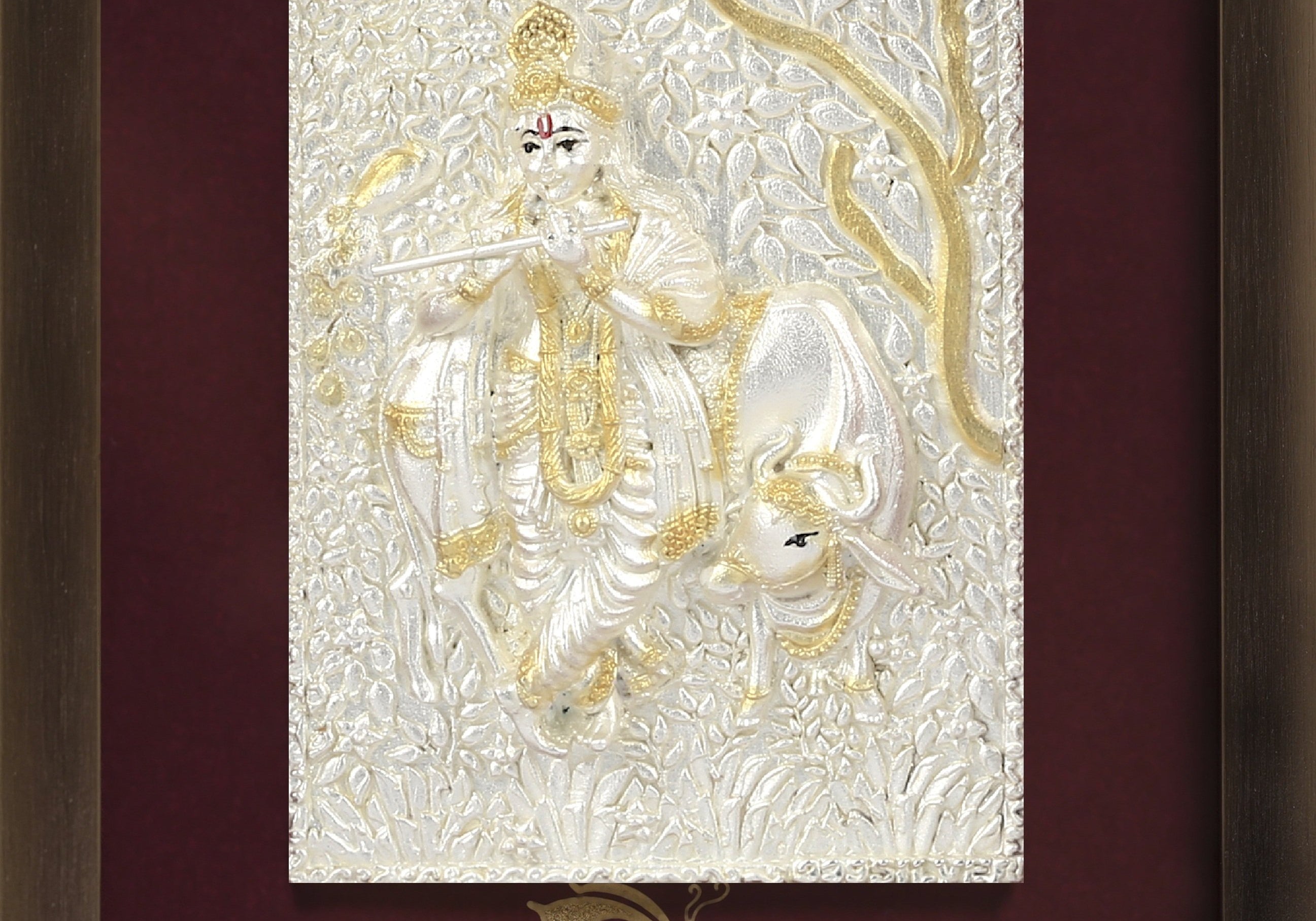 Pure Silver God Photo Frame of Lord Krishna by Isvara