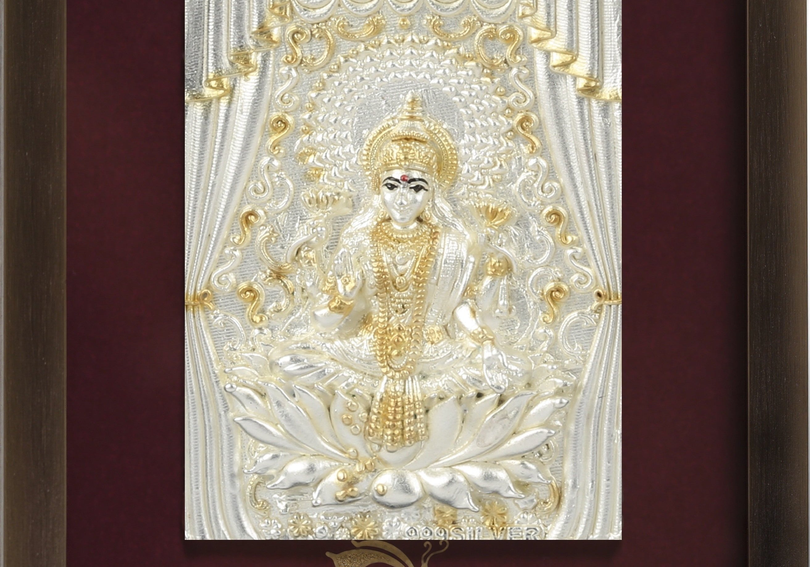 Pure Silver God Photo Frame of Goddess Lakshmi by Isvara