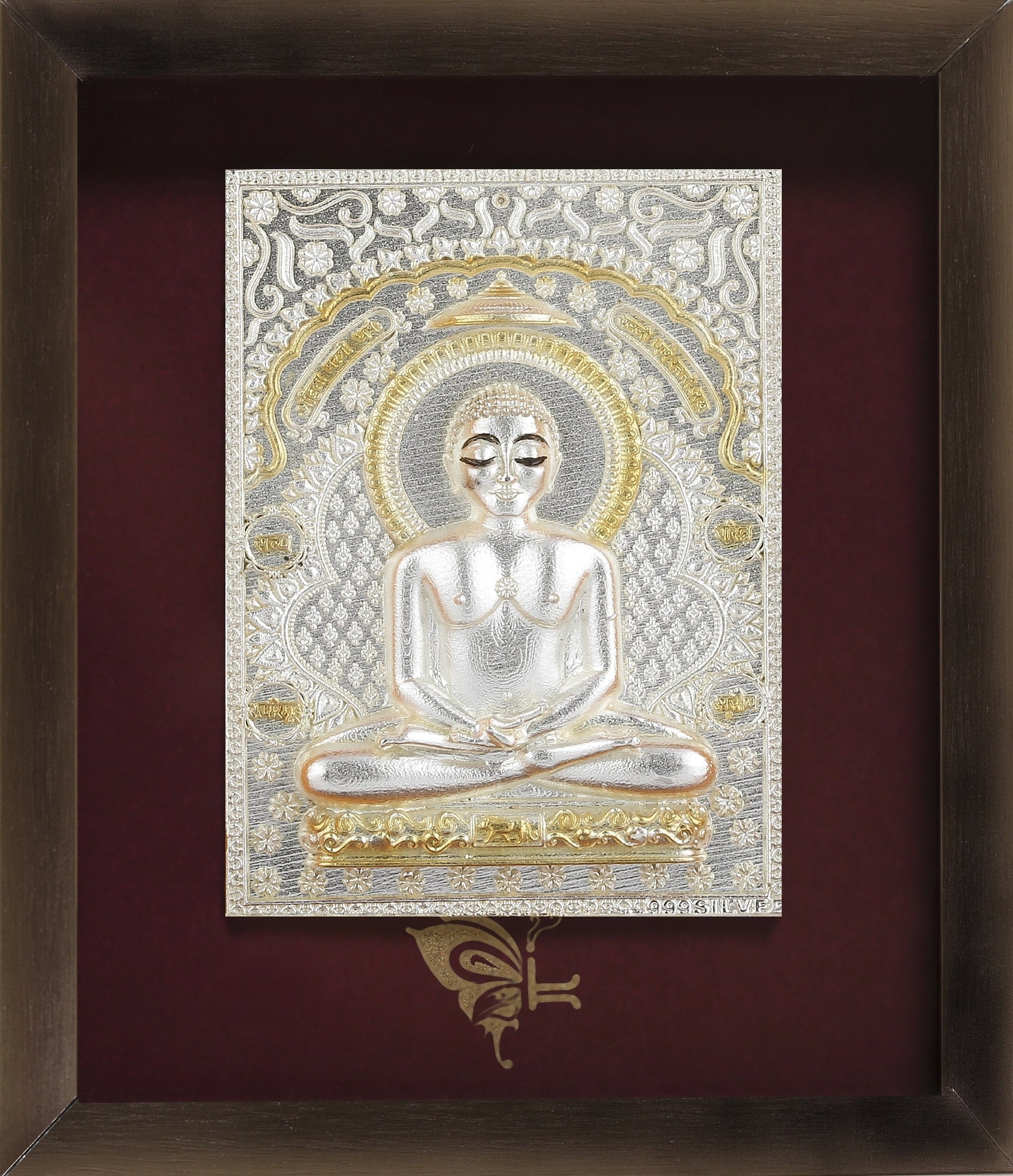 Pure Silver God Photo Frame of Mahavir Swami by Isvara