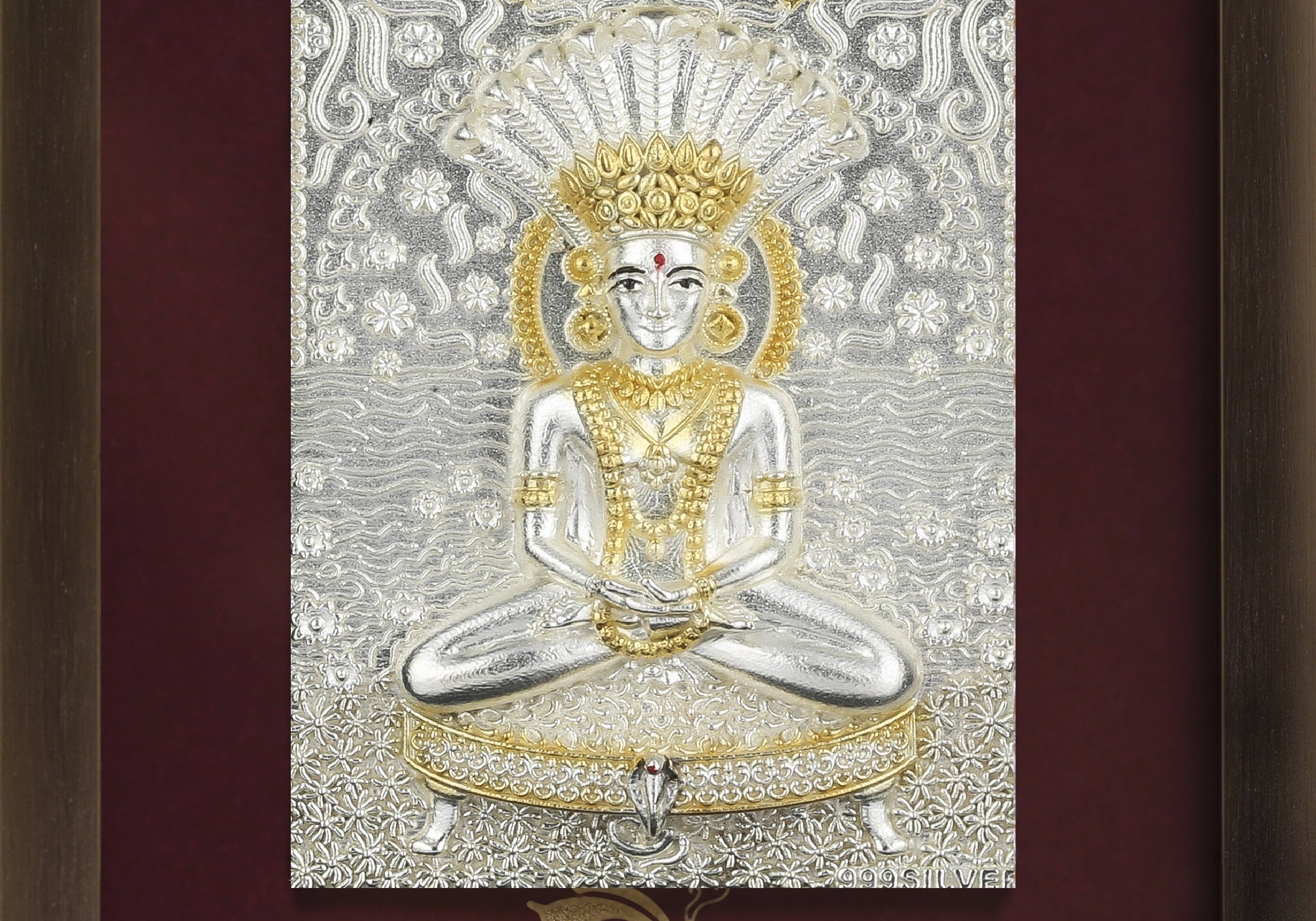 Pure Silver God Photo Frame of Parshvanath by Isvara