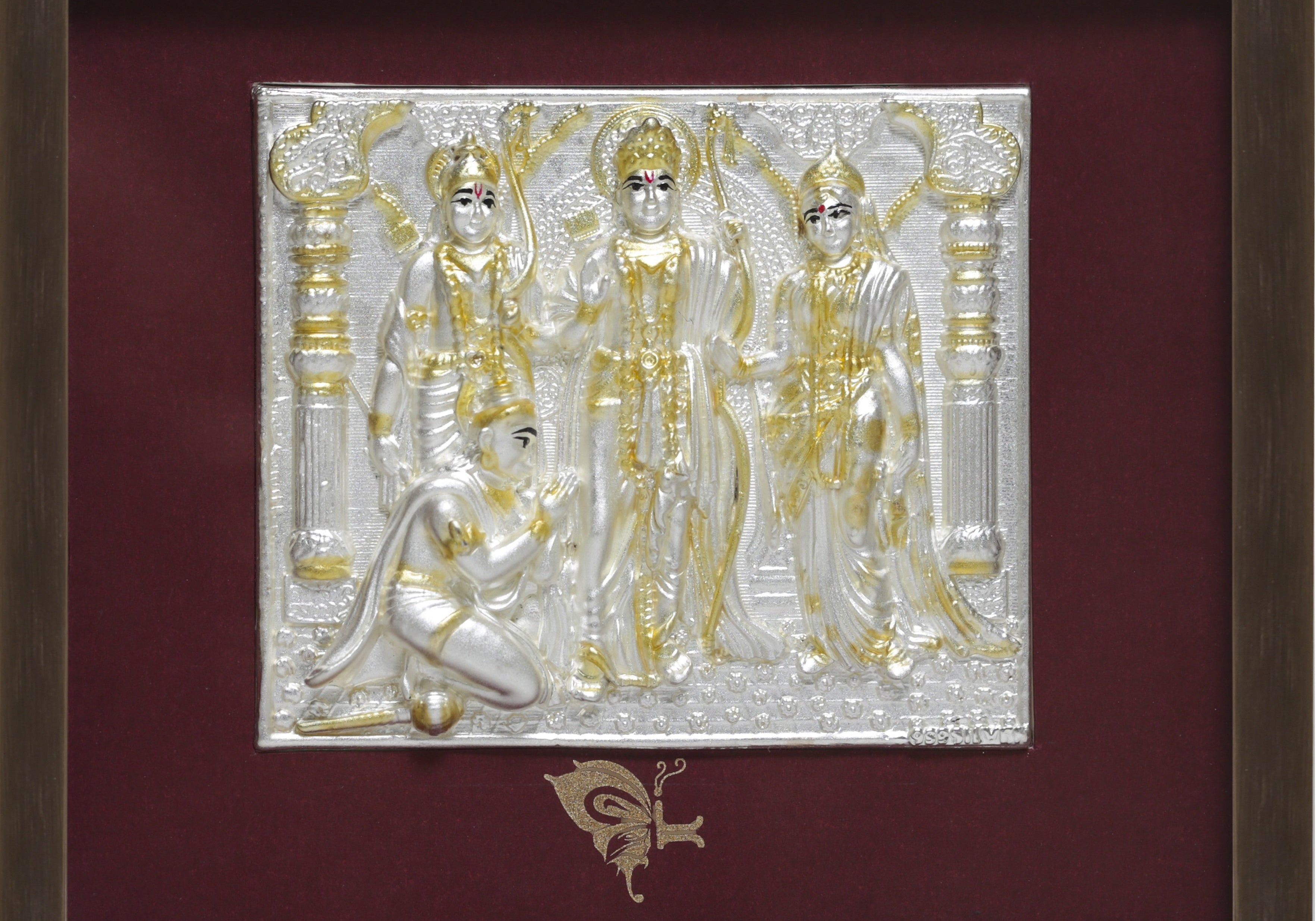 Pure Silver God Photo Frame of Ram Darbar by Isvara